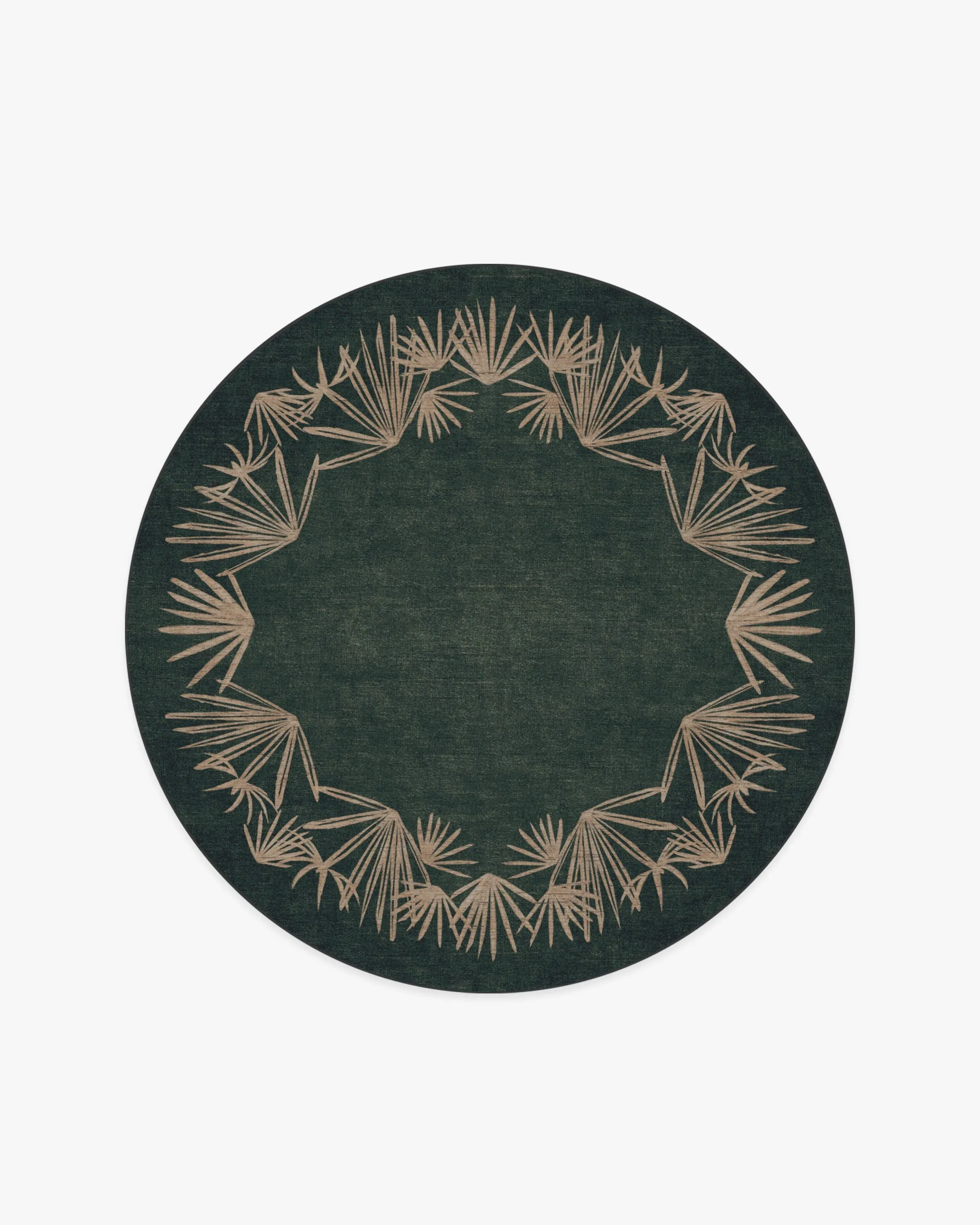 Round Machine Washable Rug - Green, Flatwoven
