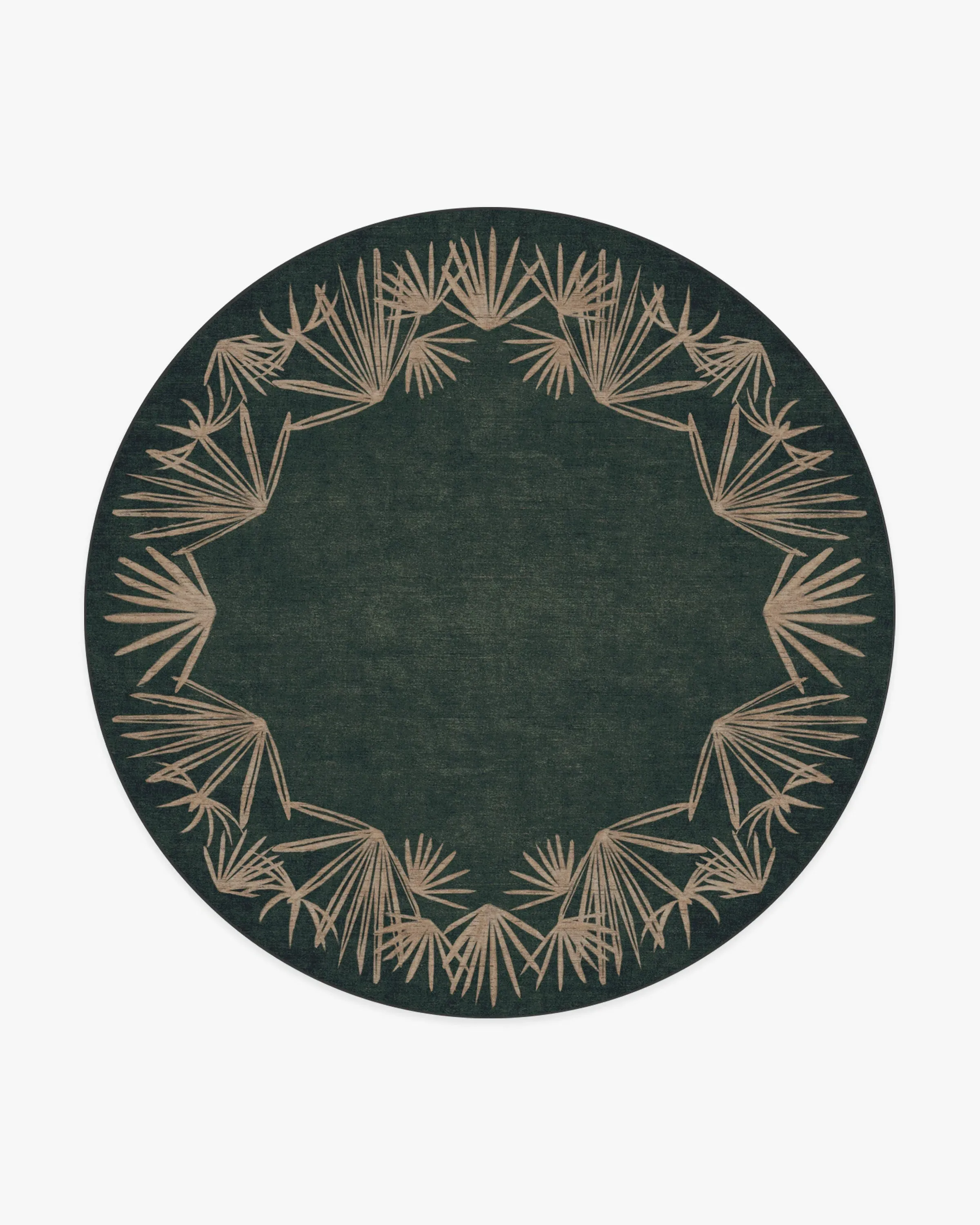 Round Machine Washable Rug - Green, Flatwoven