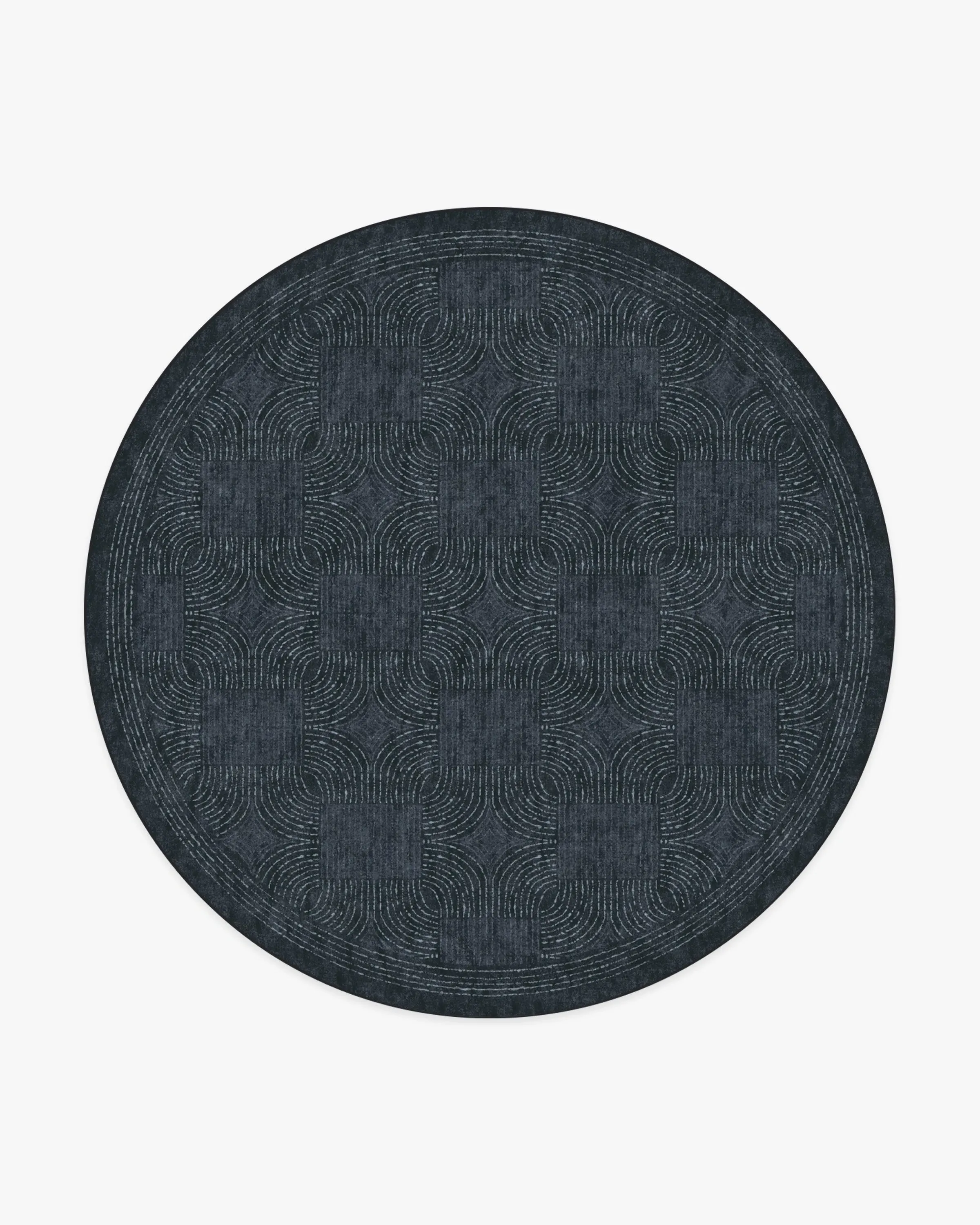 Round Machine Washable Rug - Indigo, Flatwoven