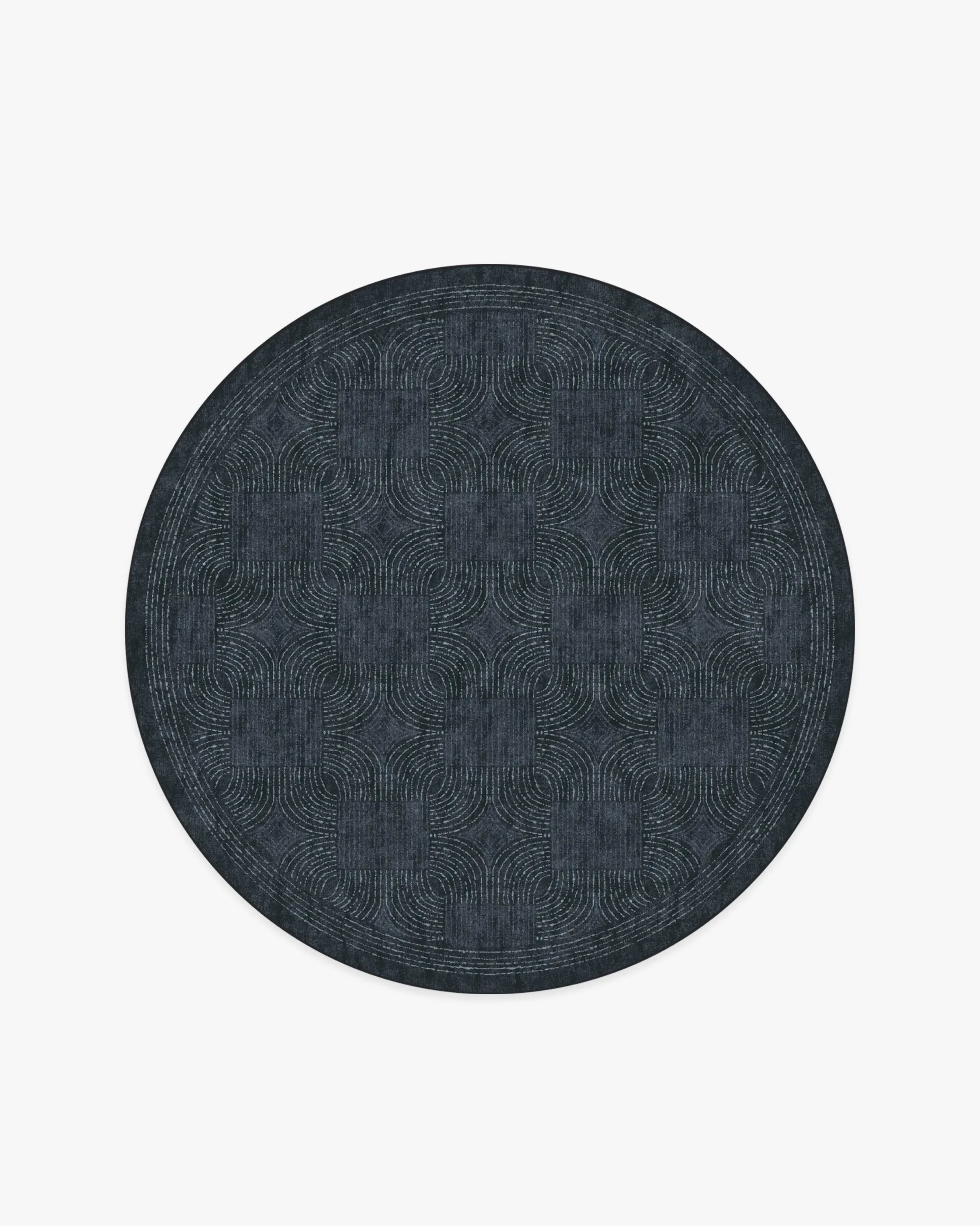 Round Machine Washable Rug - Indigo, Flatwoven