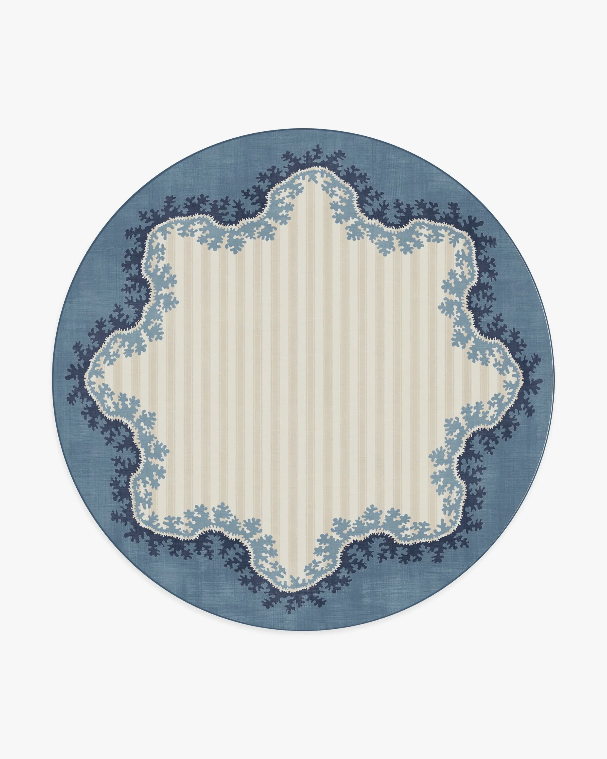 Round Machine Washable Rug - Indigo