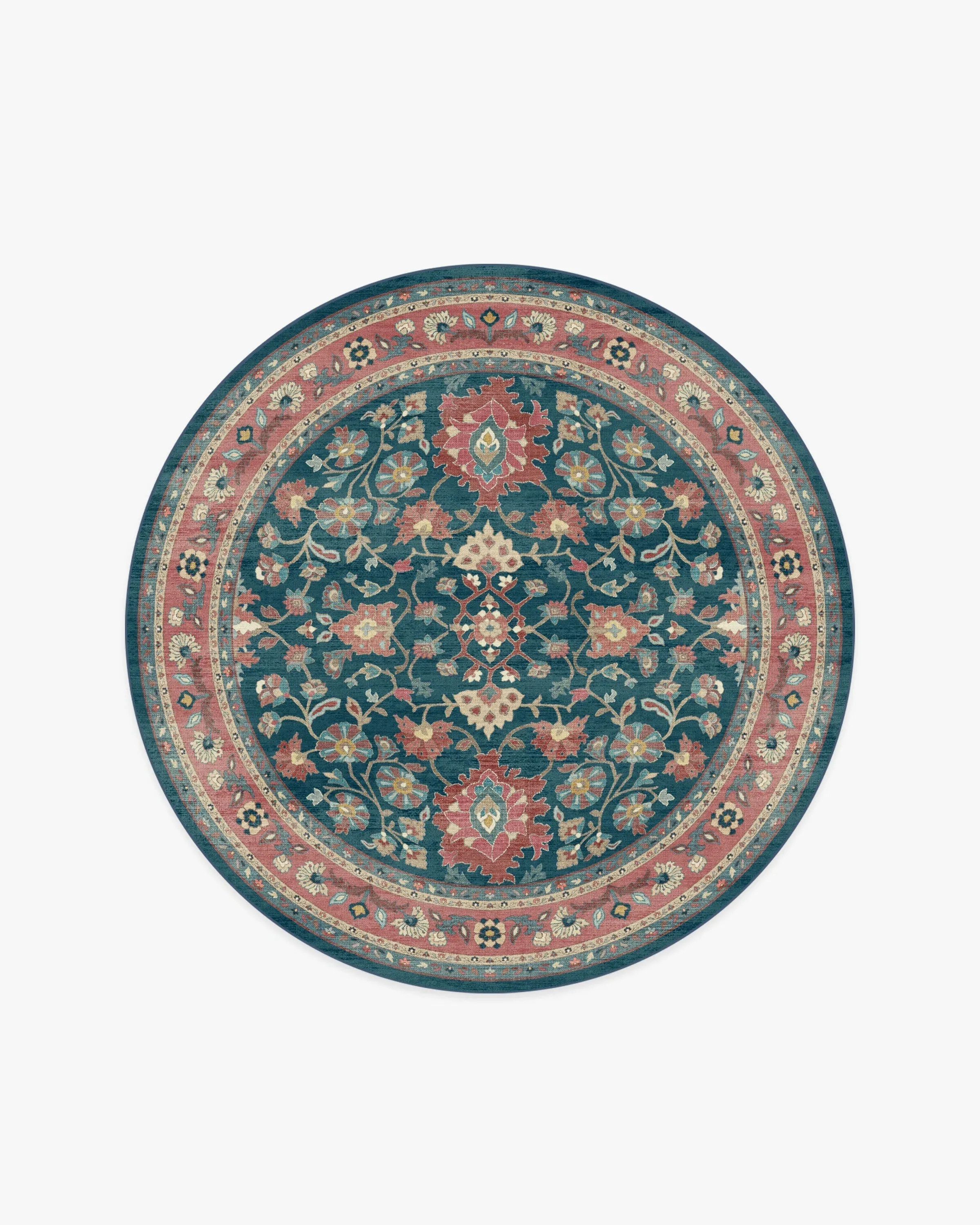 Round Machine Washable Rug - Navy, Cayenne