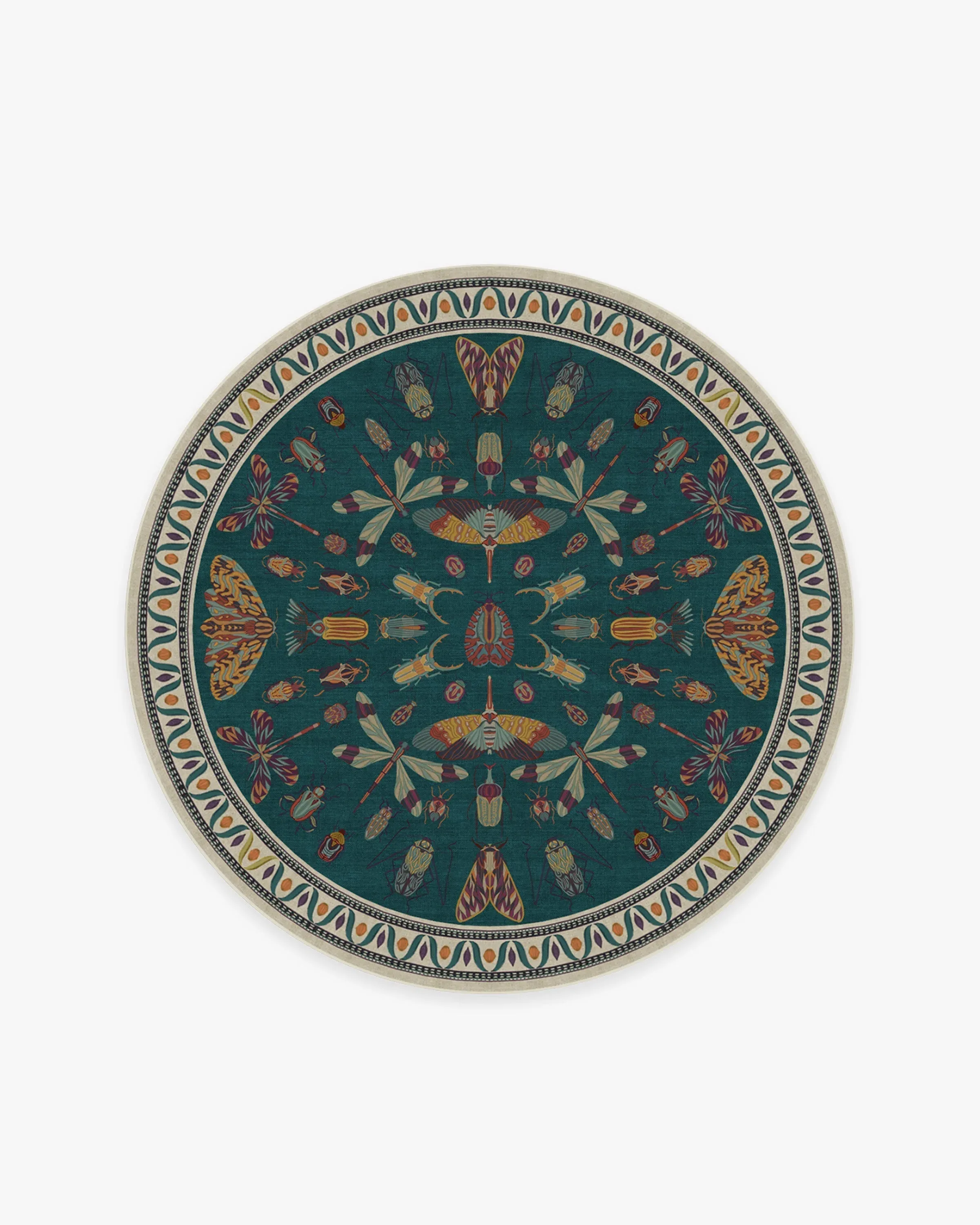 Round Machine Washable Rug - Teal, Chenille