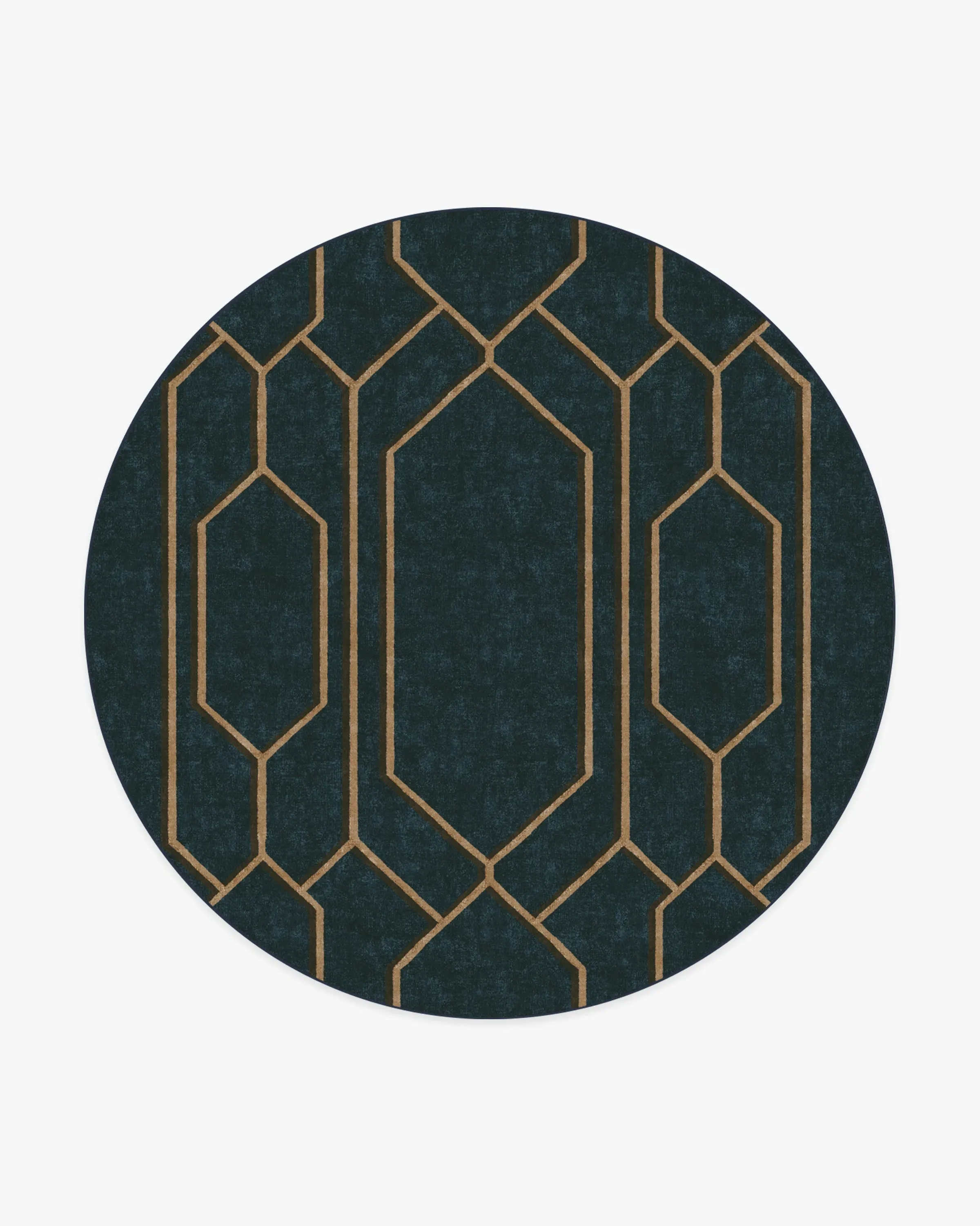 Round Washable Area Rug - Marine Blue, Flatwoven