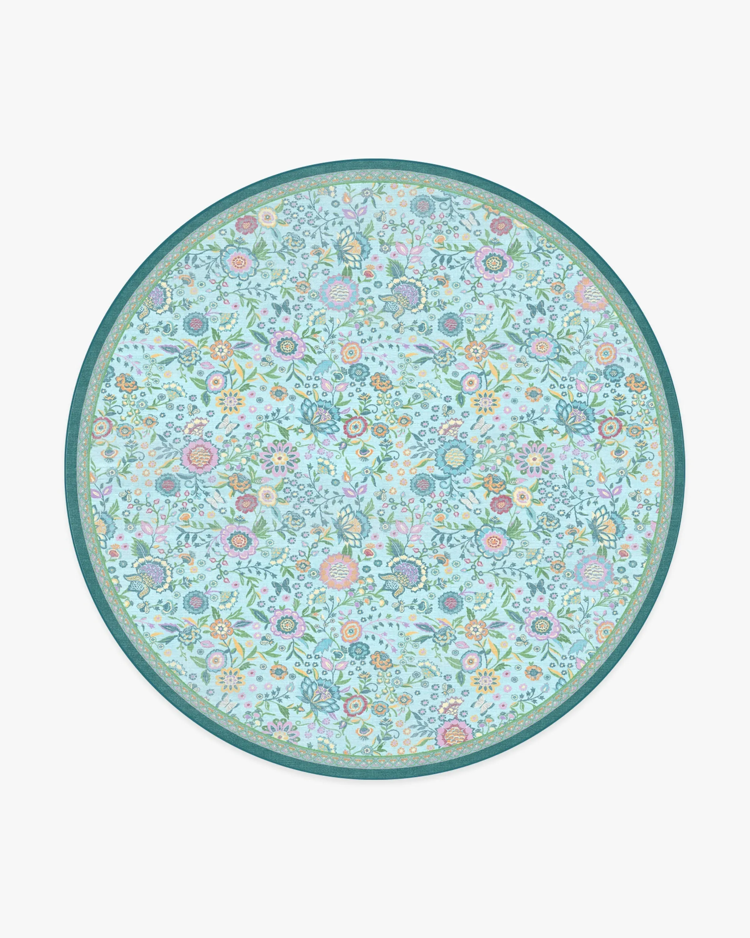 Round Washable Area Rug - Multicolour