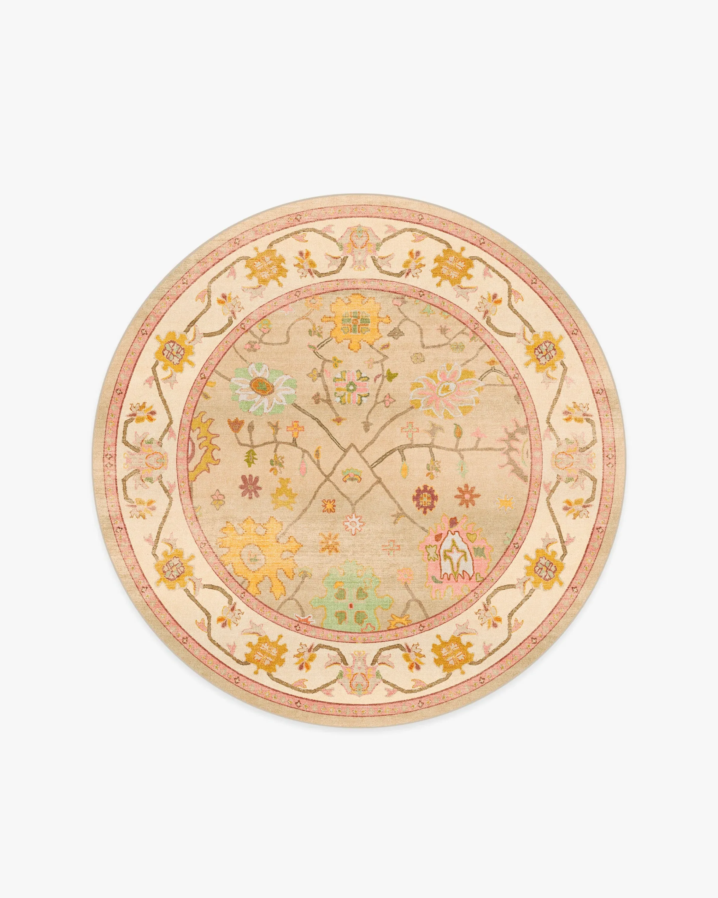 Round Washable Area Rug - Neutral, Flatwoven