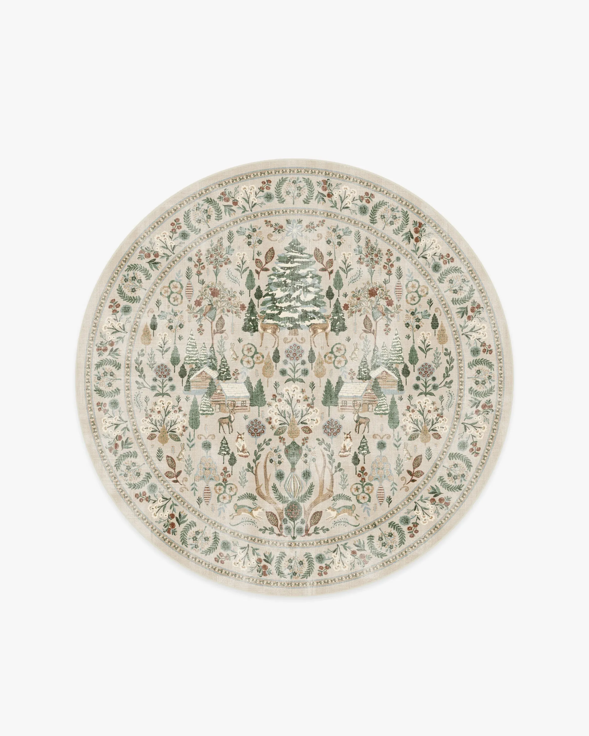 Round Washable Area Rug - Neutral, Tapestry