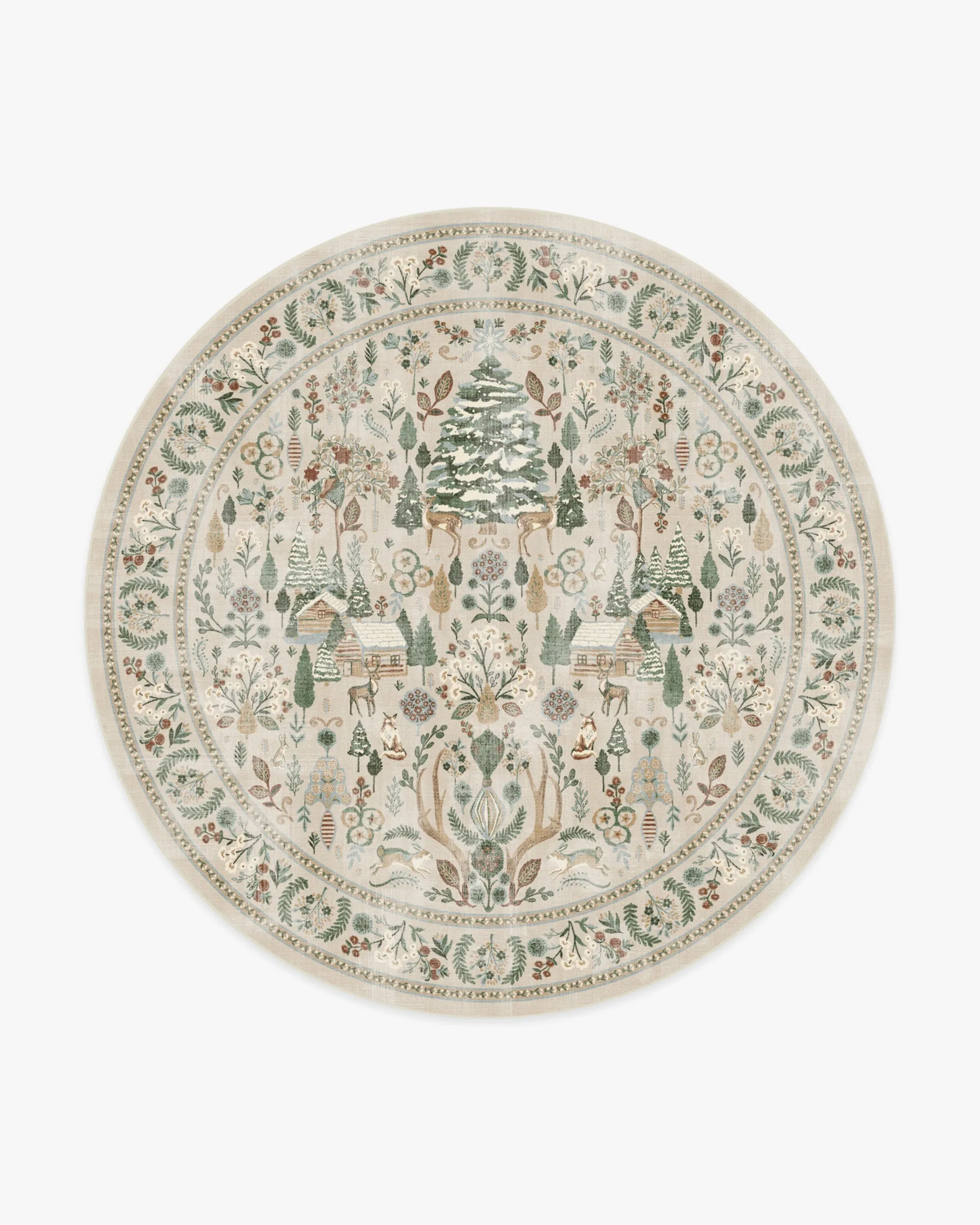 Round Washable Area Rug - Neutral, Tapestry
