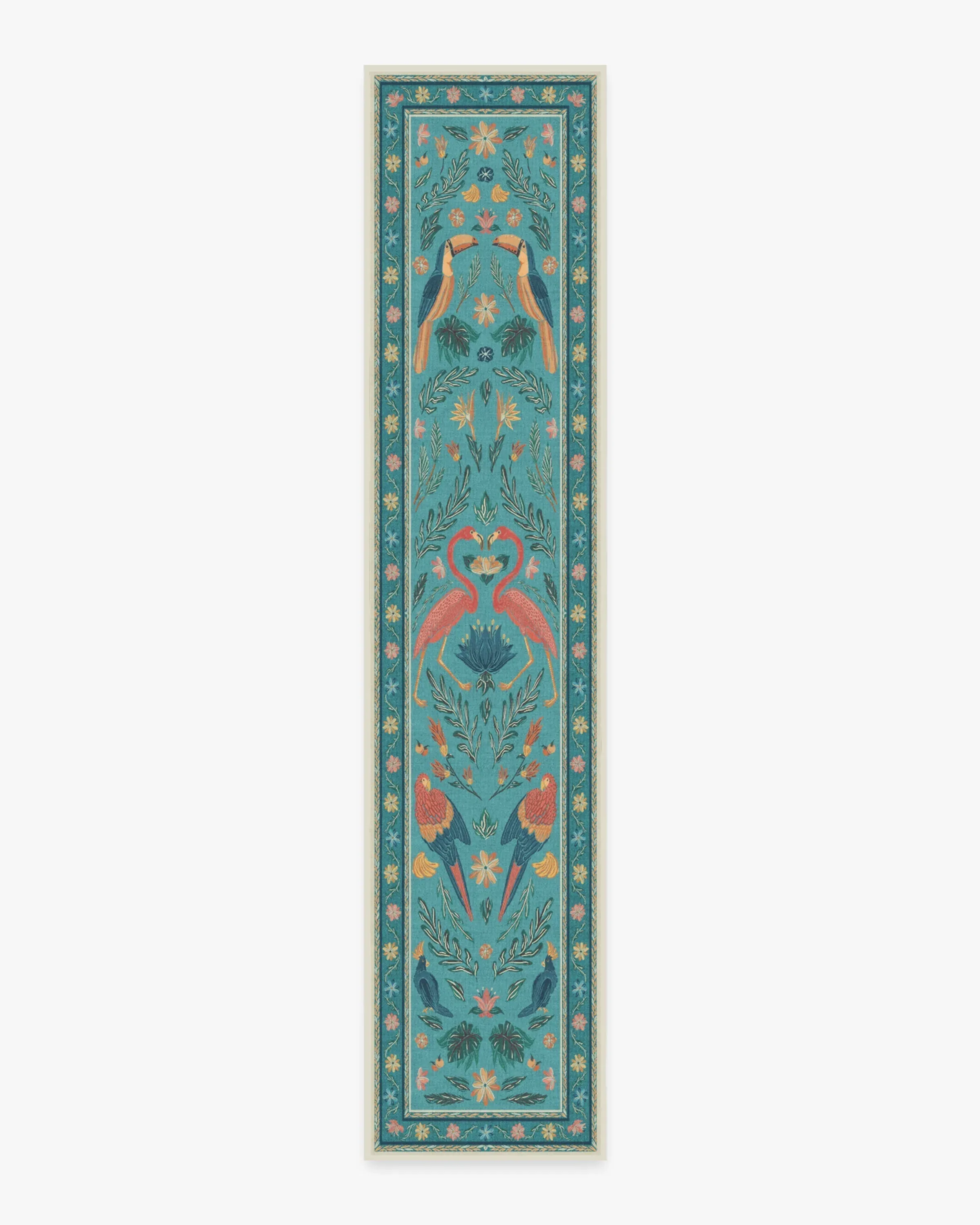 Runner Area Rug Machine Washable - Aqua, Chenille