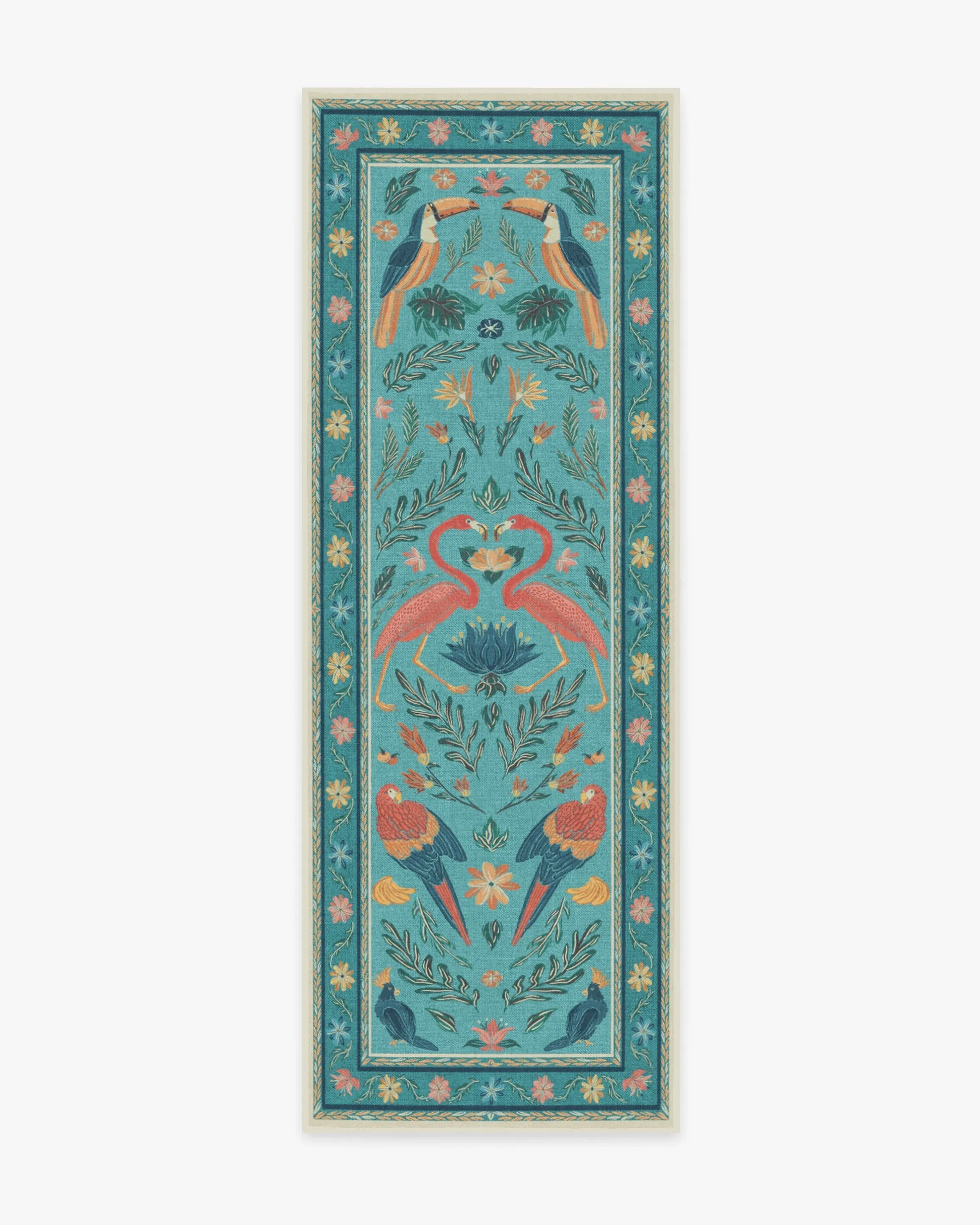 Runner Area Rug Machine Washable - Aqua, Chenille