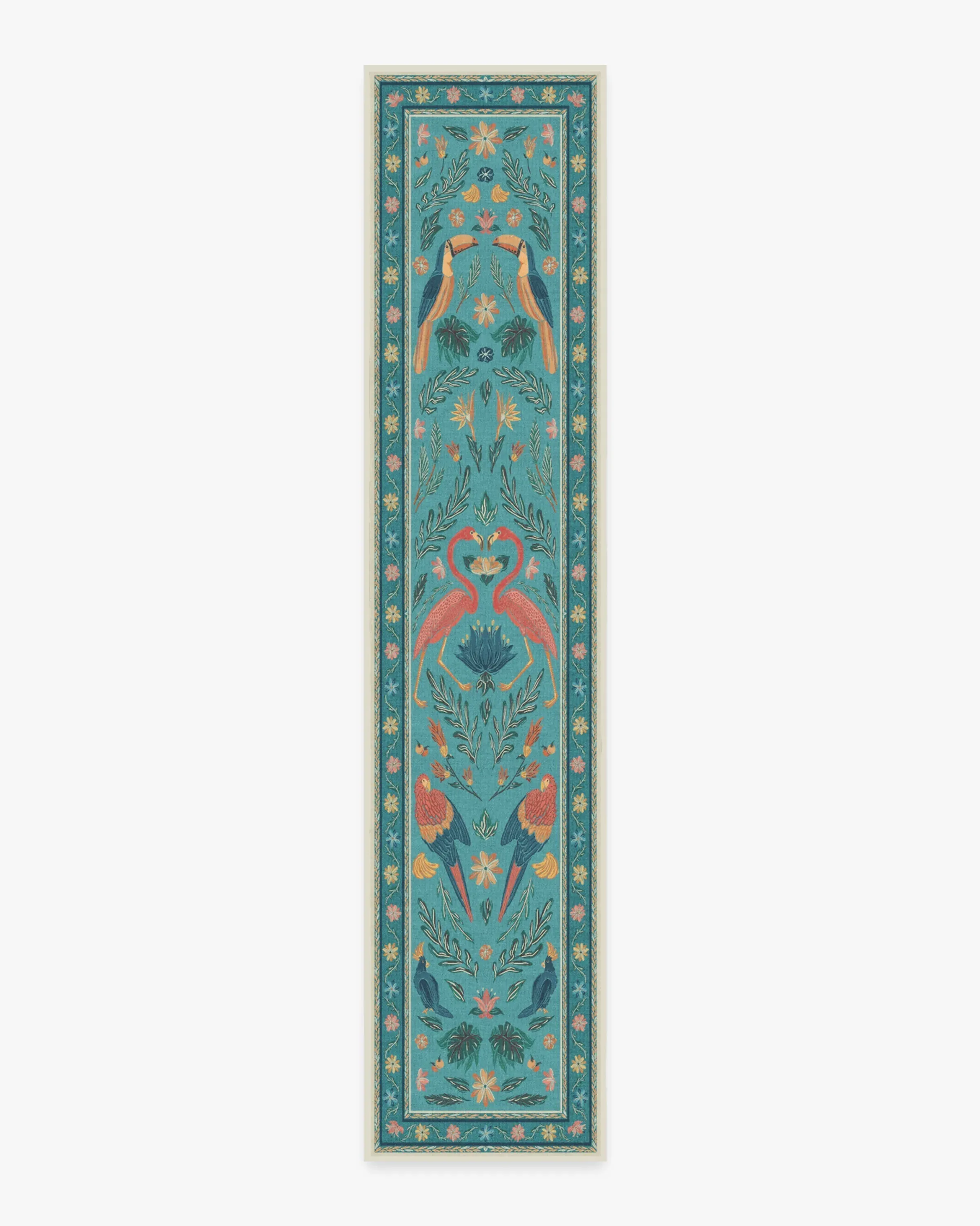Runner Area Rug Machine Washable - Aqua, Chenille