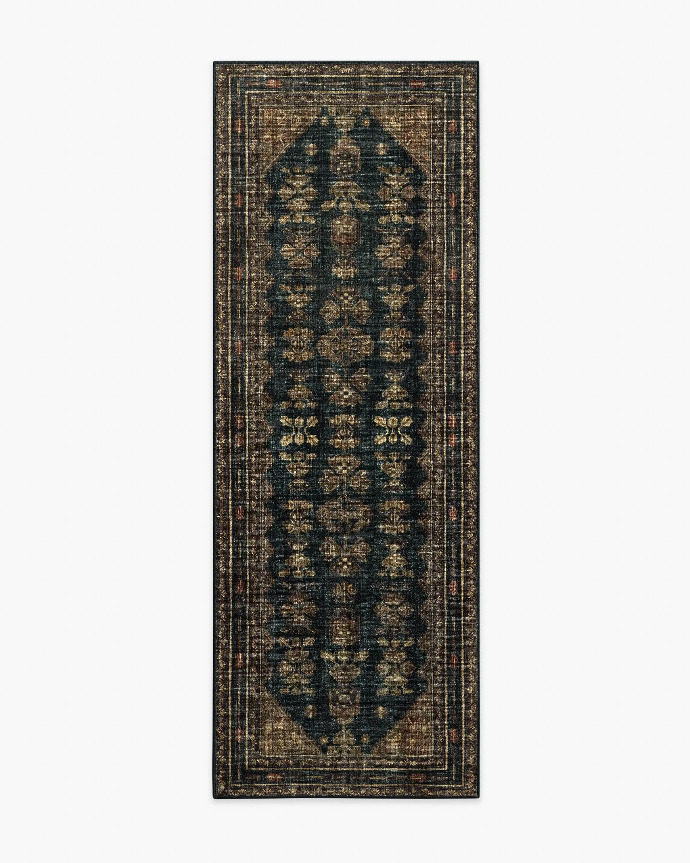 Runner Area Rug Machine Washable - Black, Brown