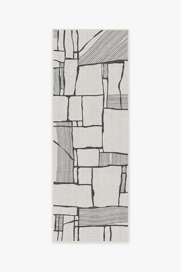 Runner Area Rug Machine Washable - Black, Ivory