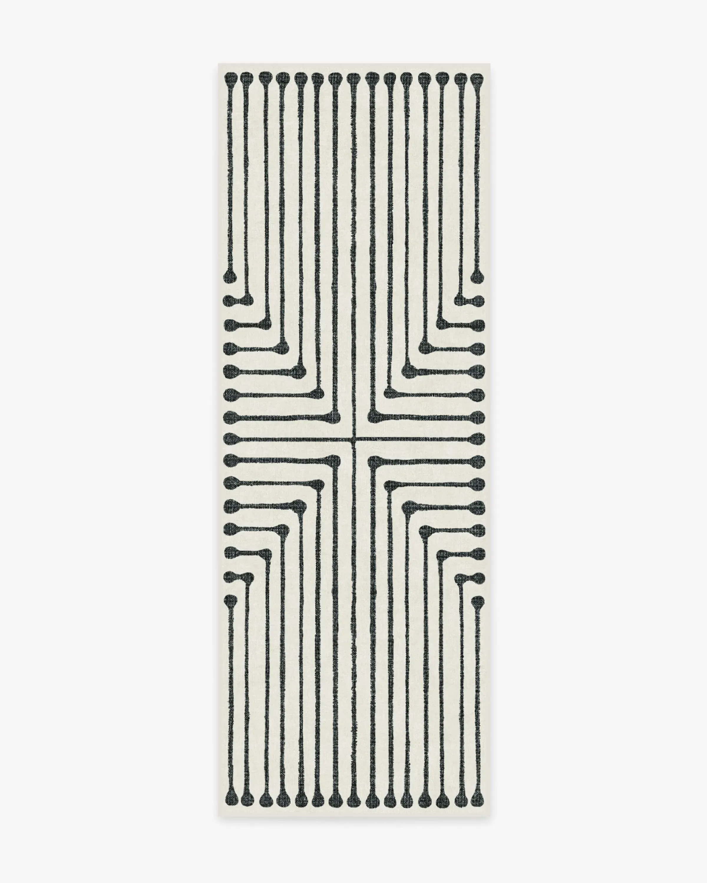 Runner Area Rug Machine Washable - Black, Ivory
