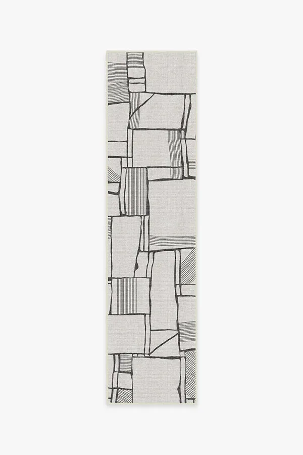 Runner Area Rug Machine Washable - Black, Ivory
