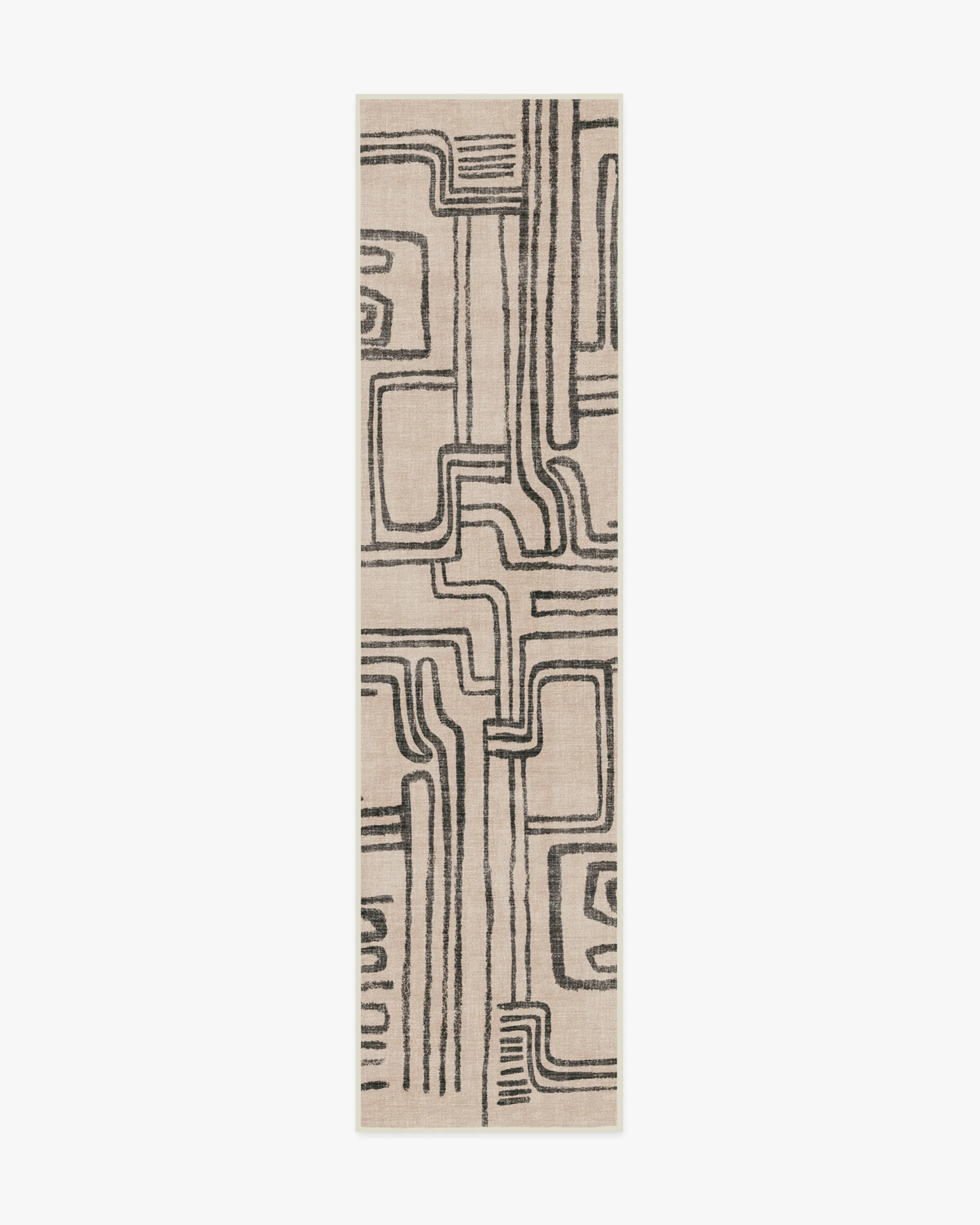 Runner Area Rug Machine Washable - Black, Ivory