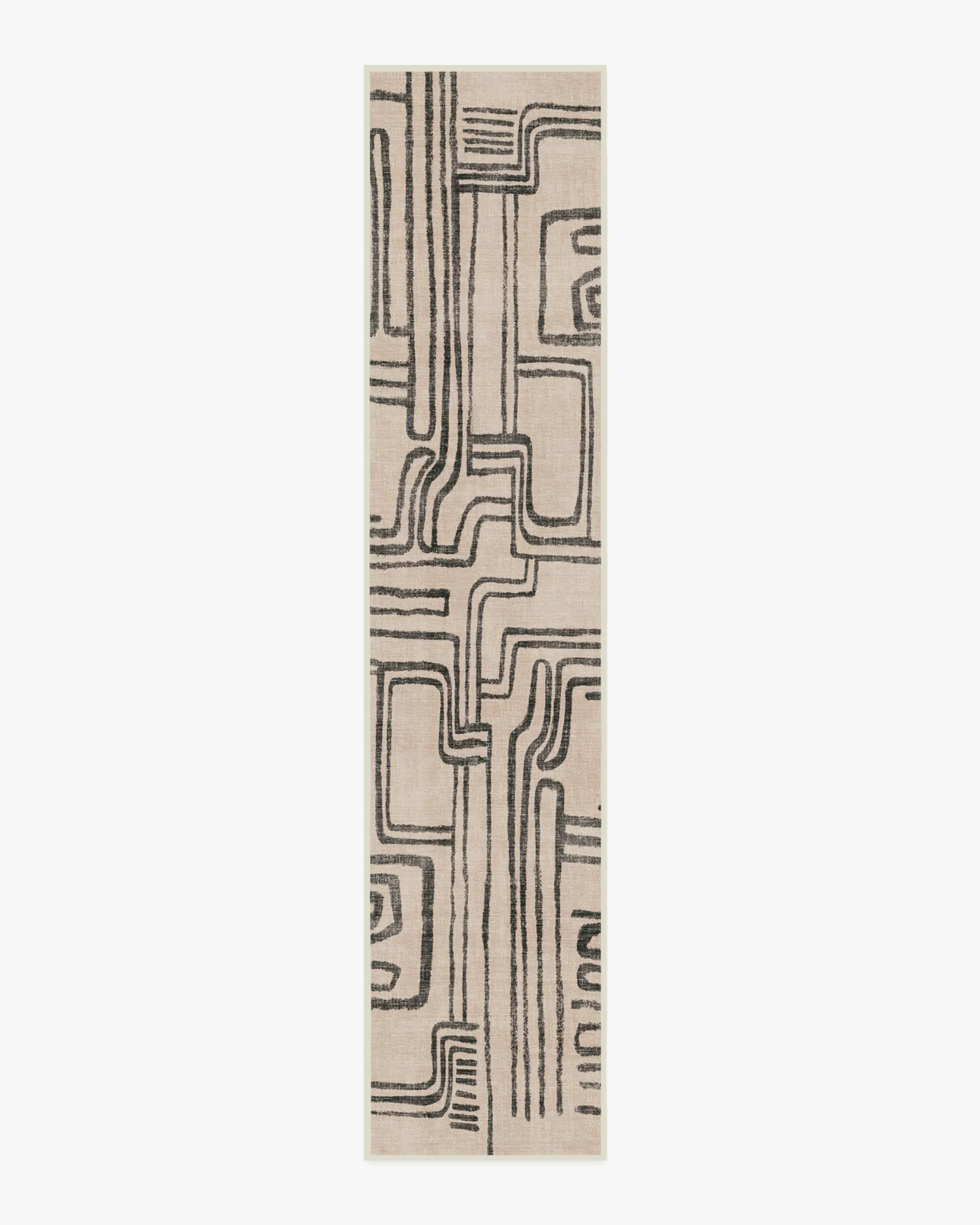 Runner Area Rug Machine Washable - Black, Ivory