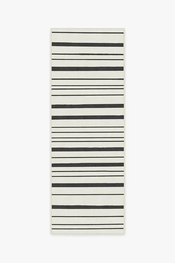 Runner Area Rug Machine Washable - Black Stripe