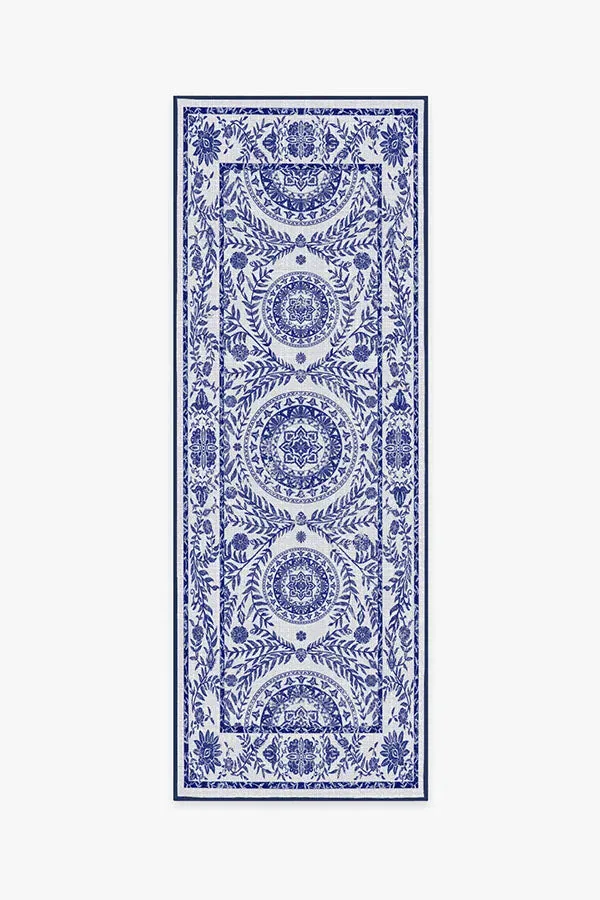 Runner Area Rug Machine Washable - Blue