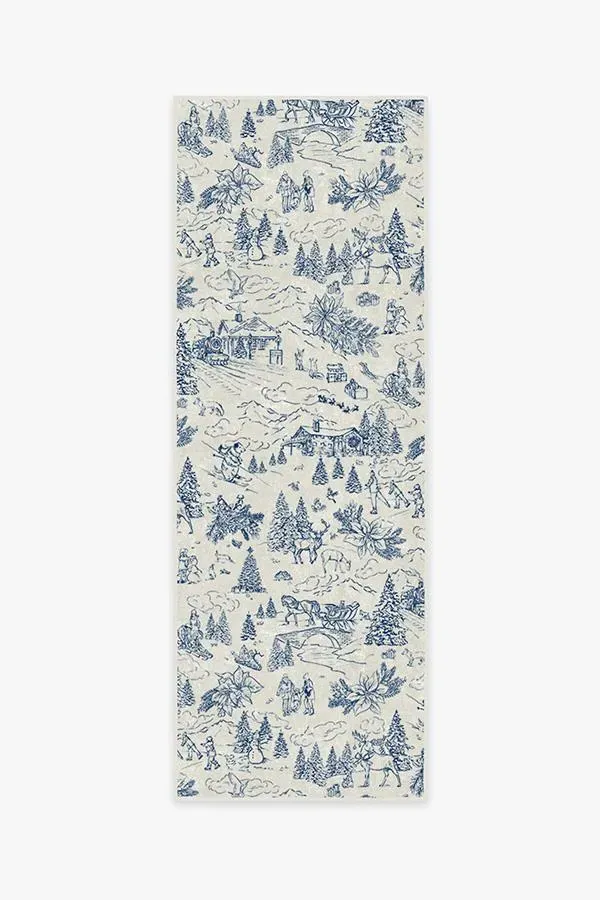 Runner Area Rug Machine Washable - Blue, Chenille