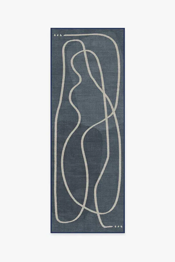 Runner Area Rug Machine Washable - Blue, Chenille