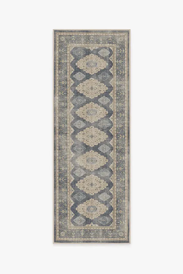 Runner Area Rug Machine Washable - Blue, Chenille