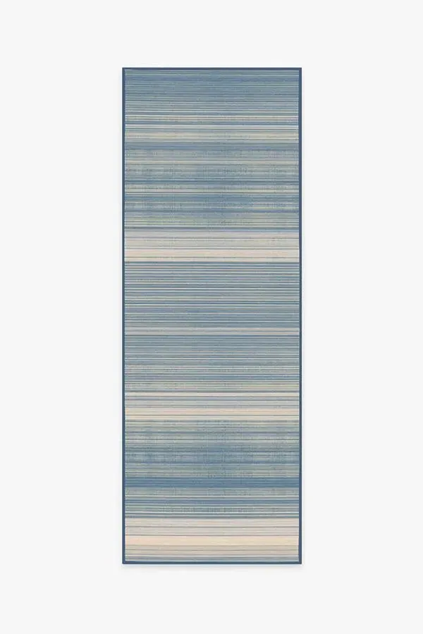 Runner Area Rug Machine Washable - Blue, Flatwoven
