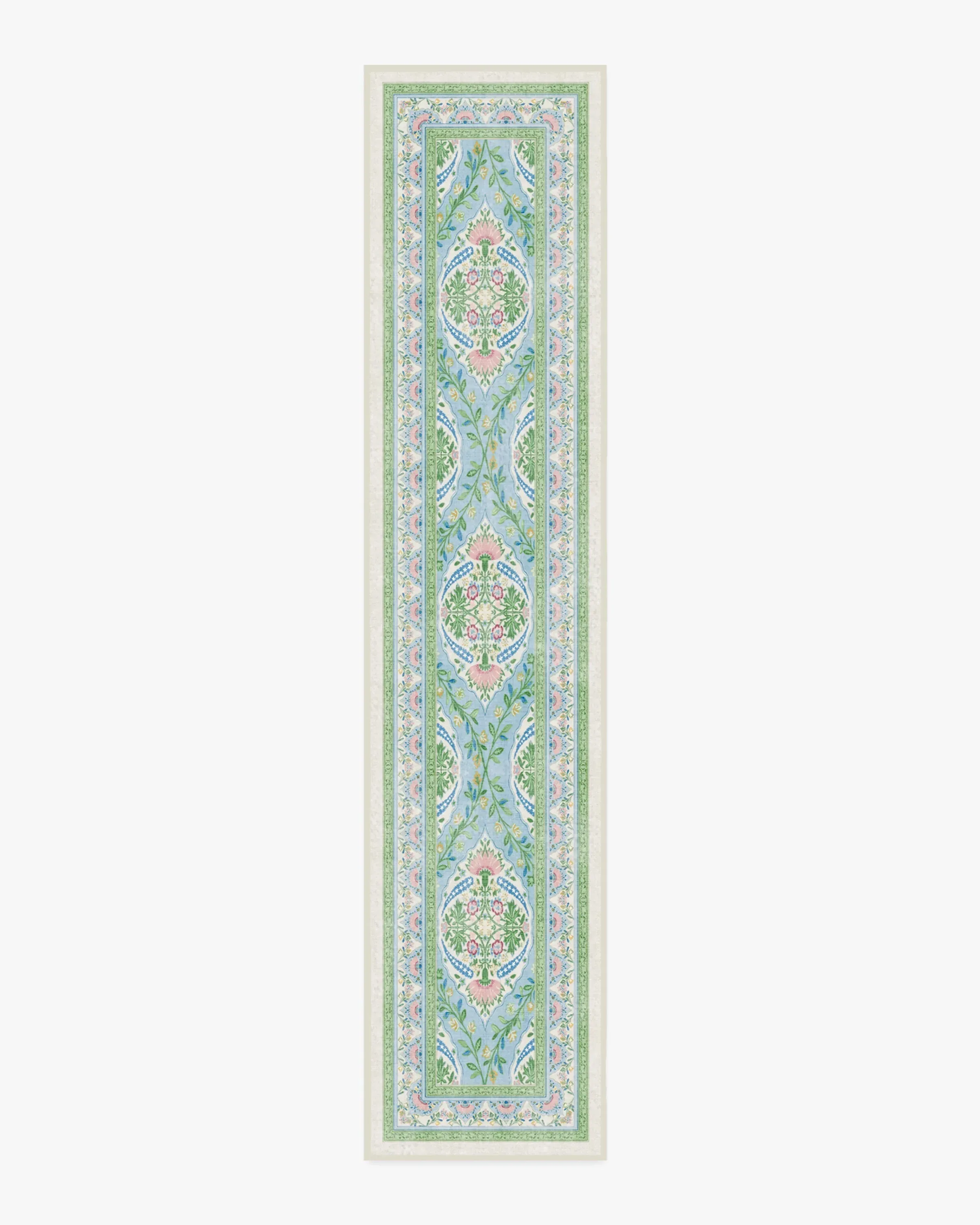 Runner Area Rug Machine Washable - Blue, Floral