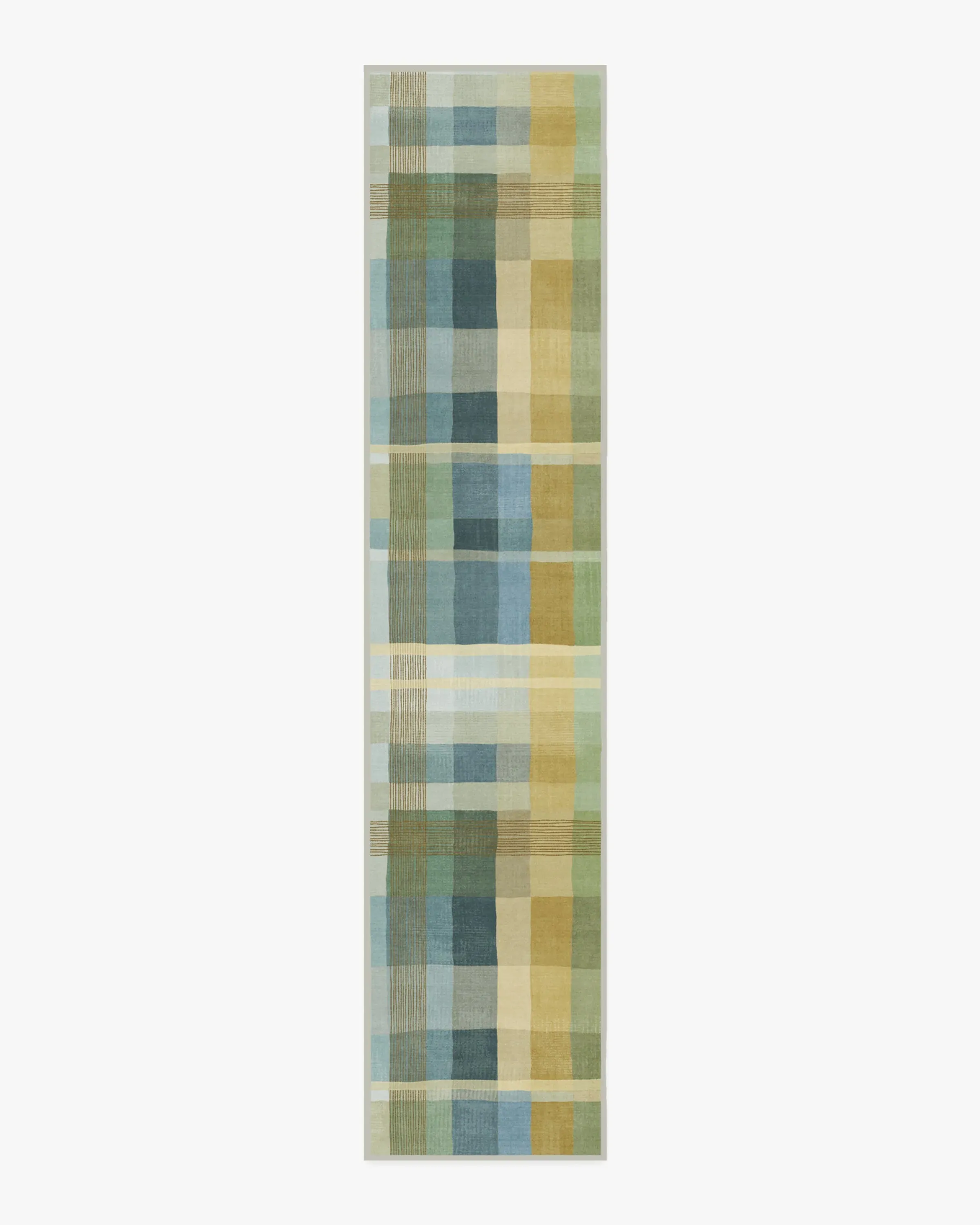 Runner Area Rug Machine Washable - Blue Plaid