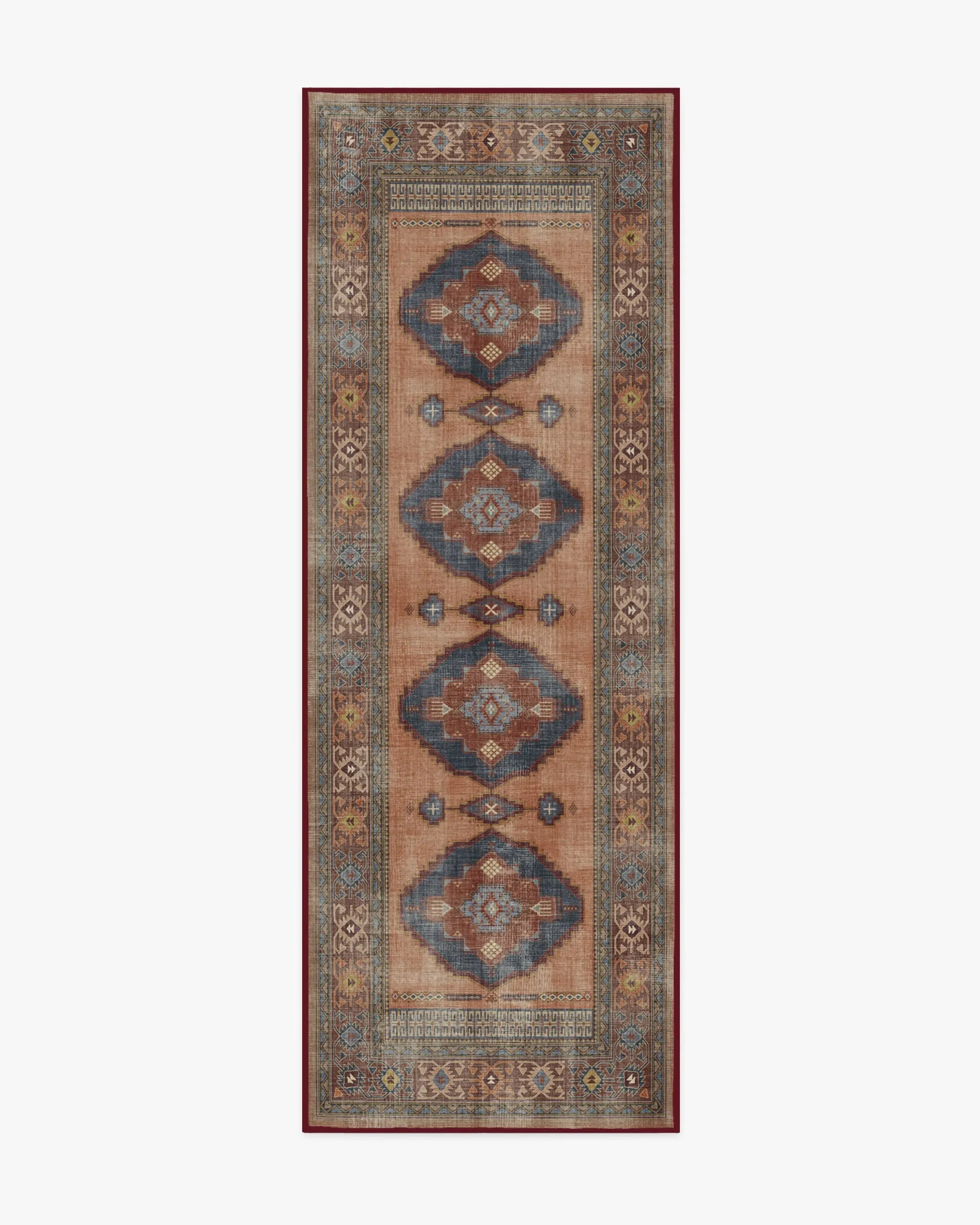 Runner Area Rug Machine Washable - Copper Coral