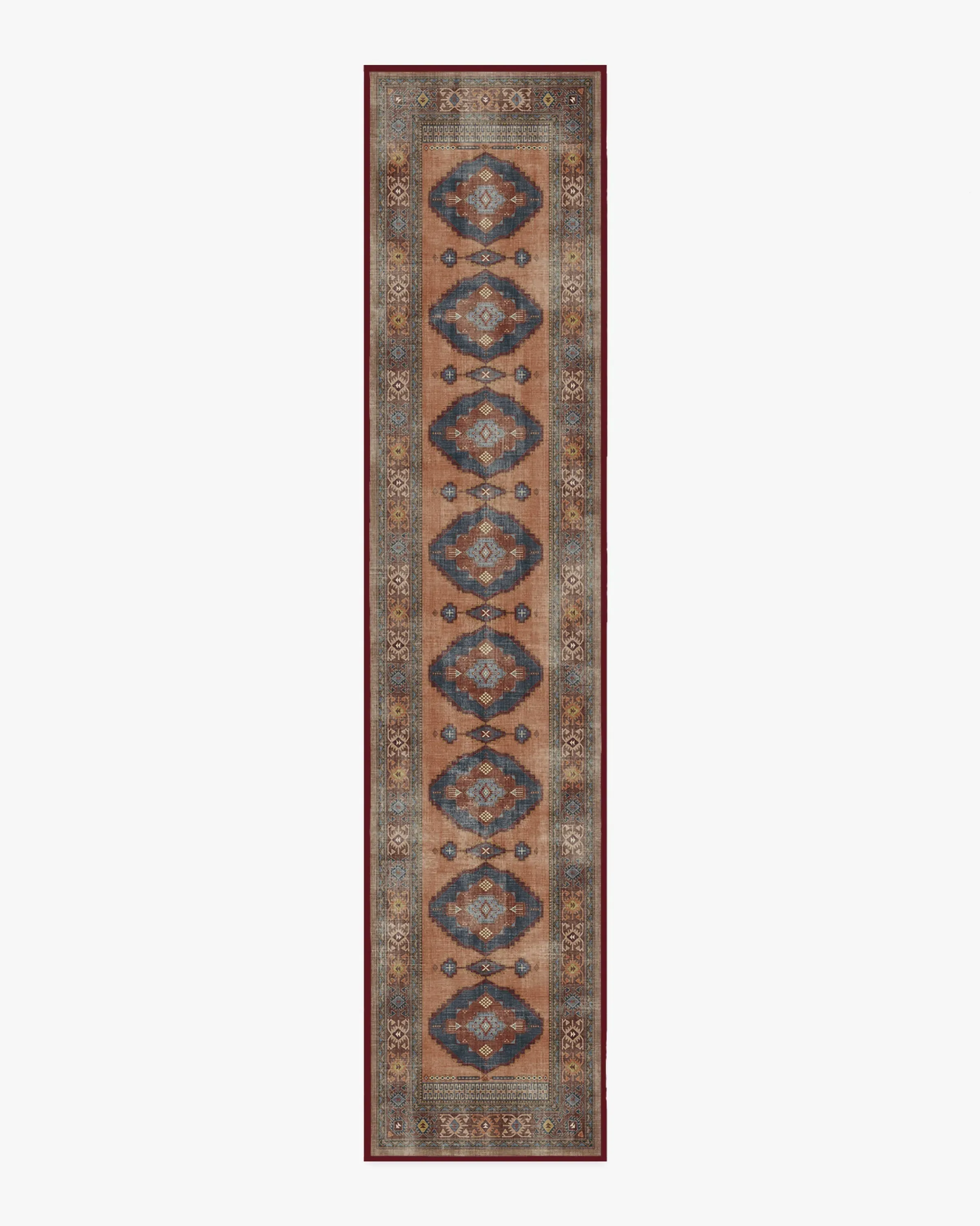 Runner Area Rug Machine Washable - Copper Coral