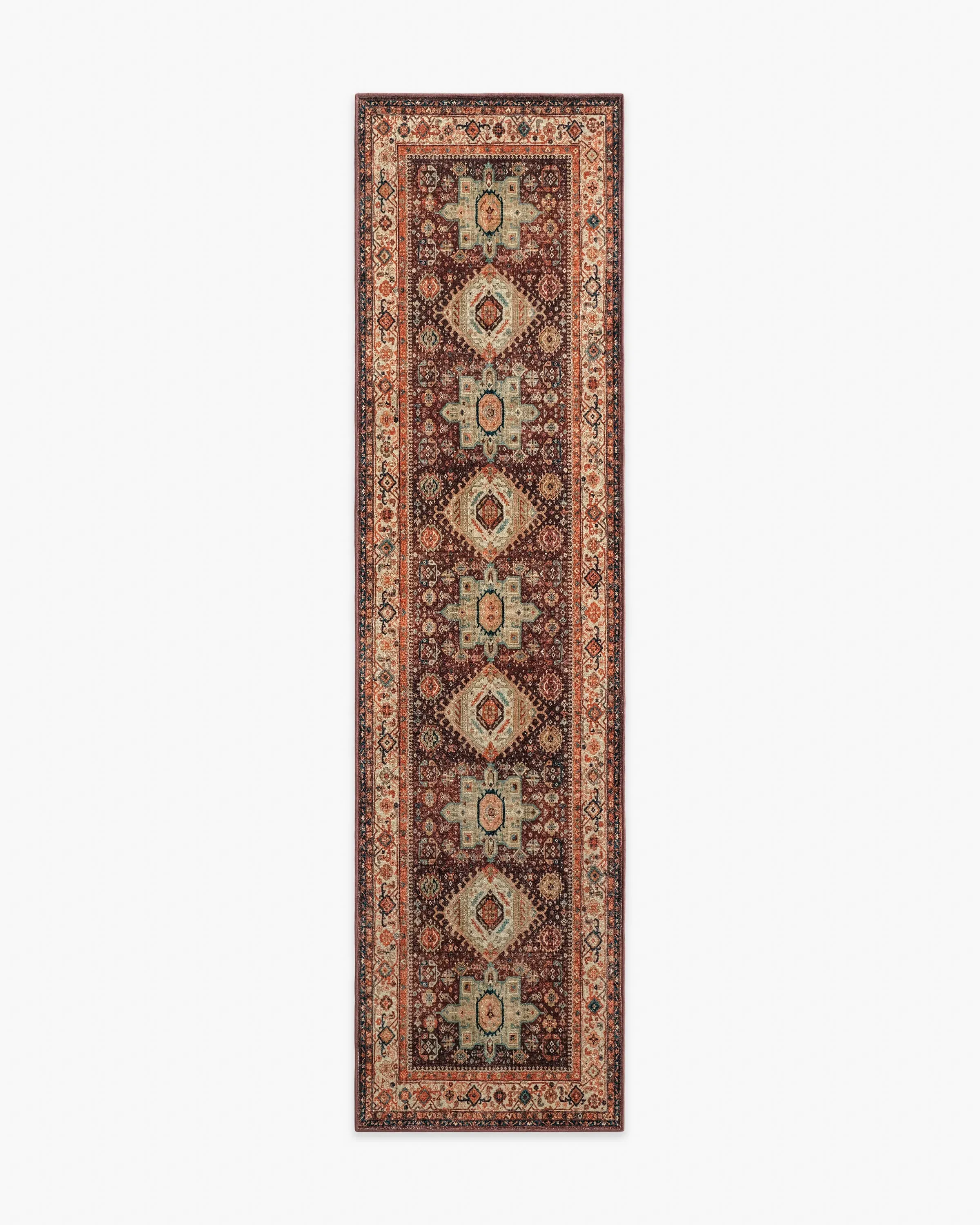 Runner Area Rug Machine Washable - Crimson