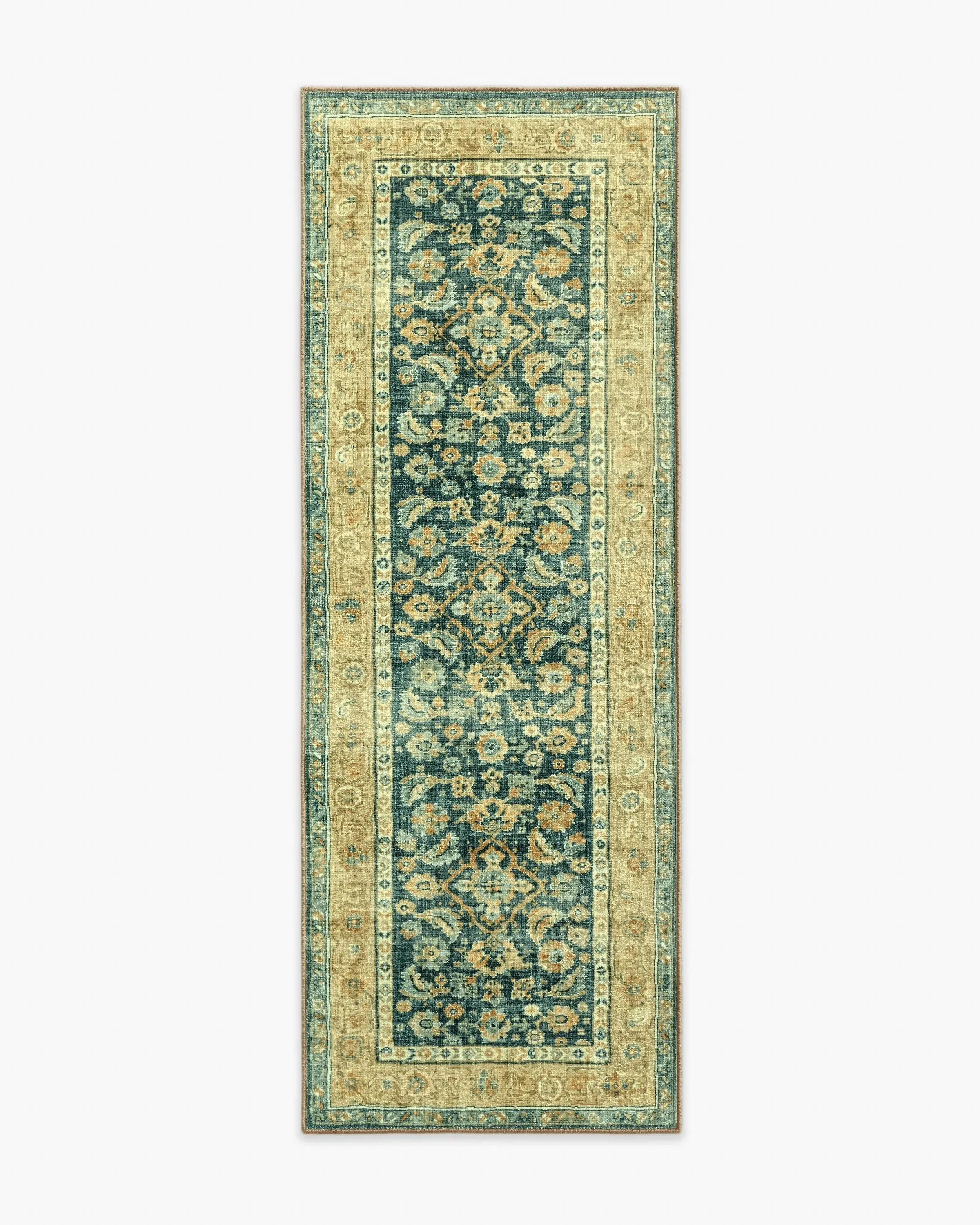 Runner Area Rug Machine Washable - Gold & Teal image