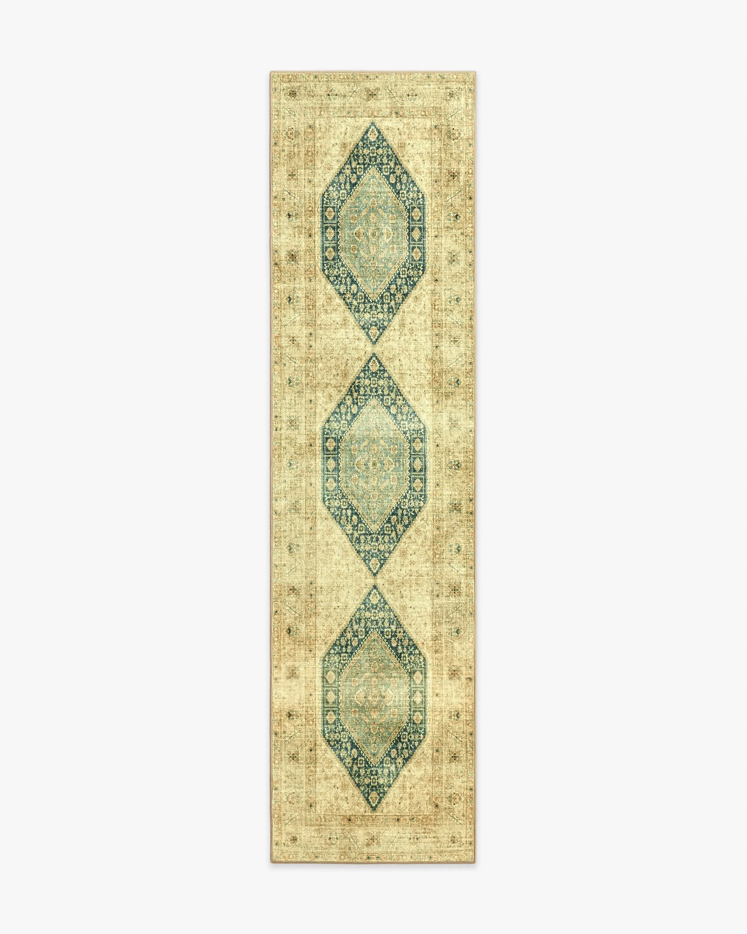Runner Area Rug Machine Washable - Gold, Teal