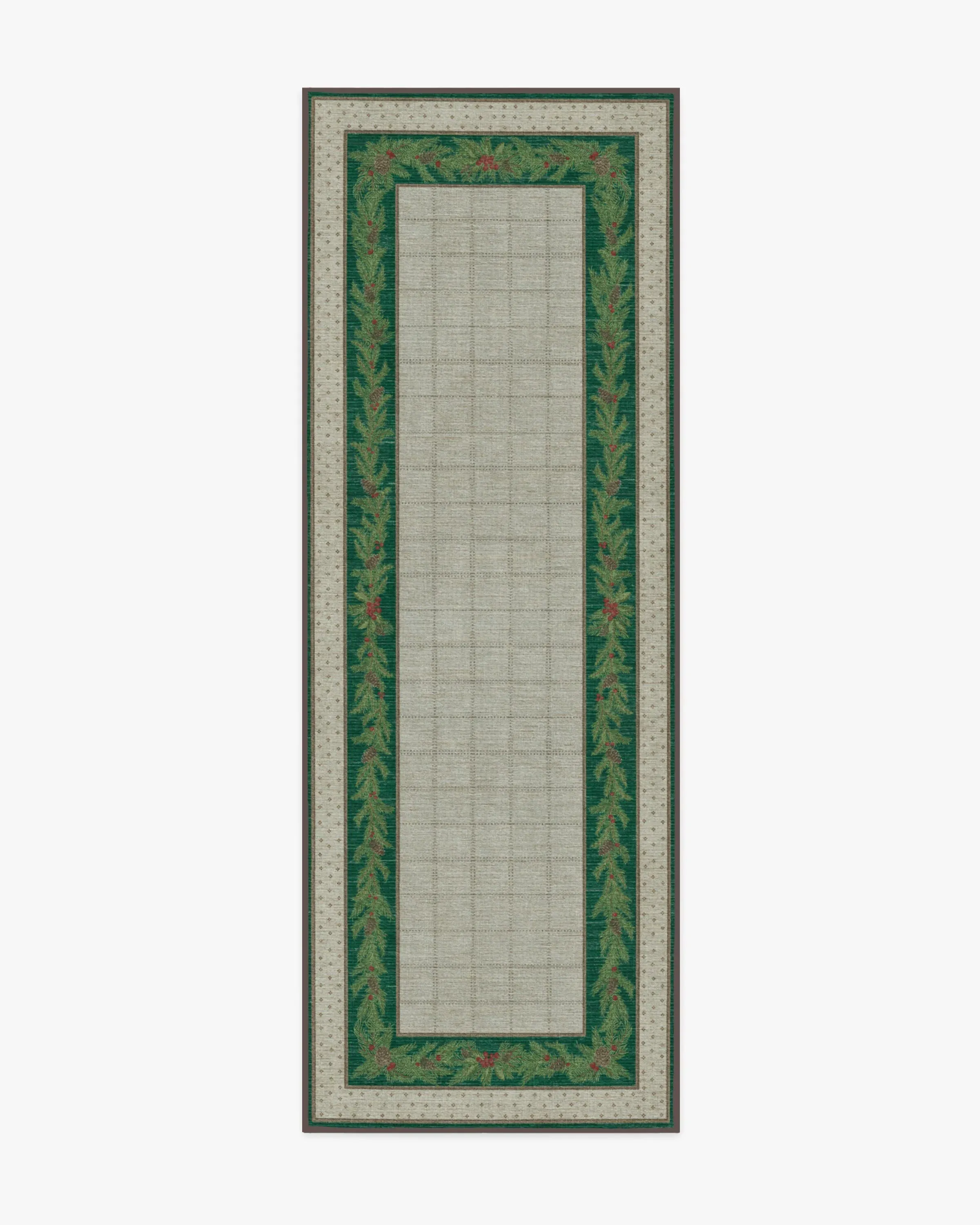 Runner Area Rug Machine Washable - Green, Silver