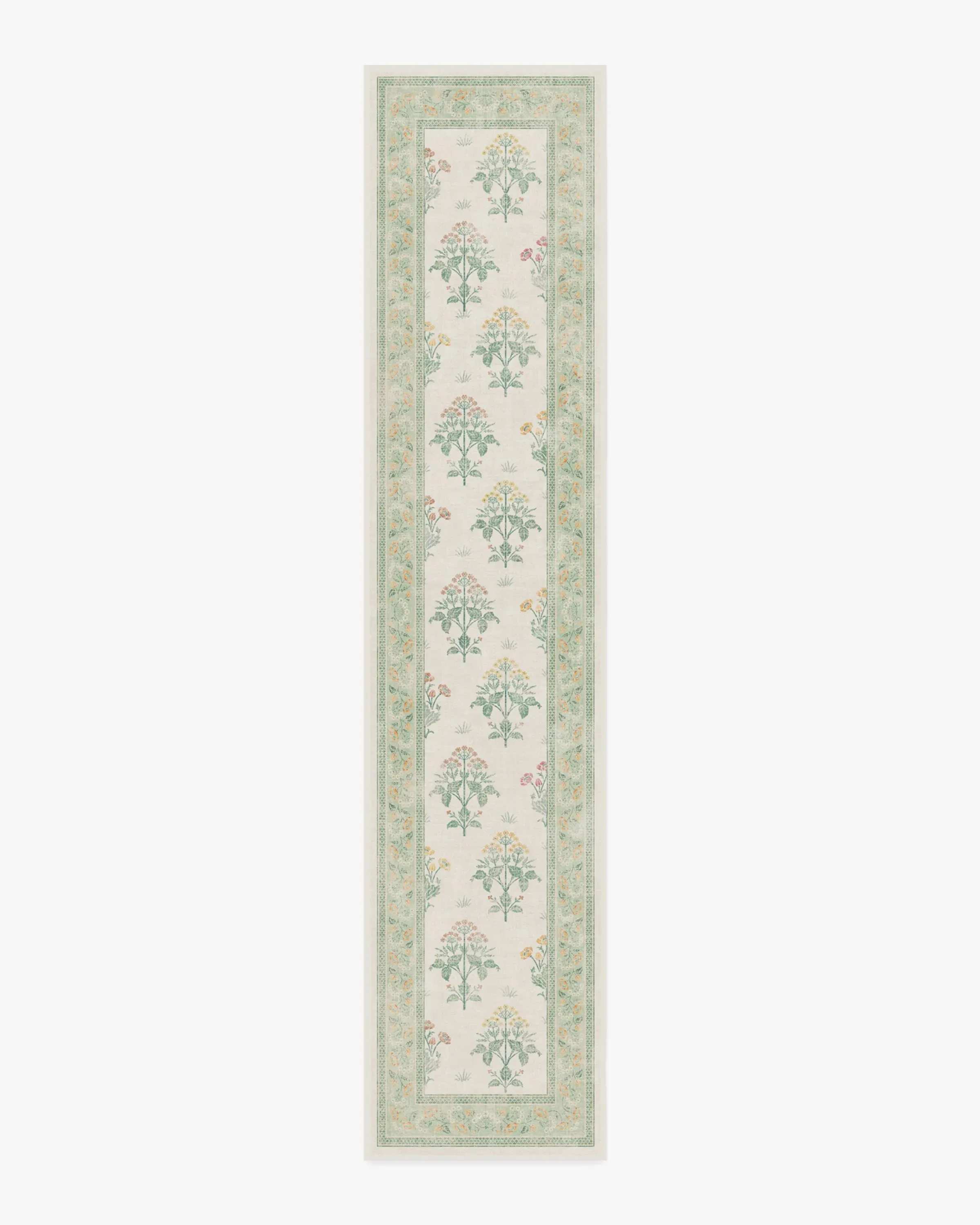 Runner Area Rug Machine Washable - Ivory, Green