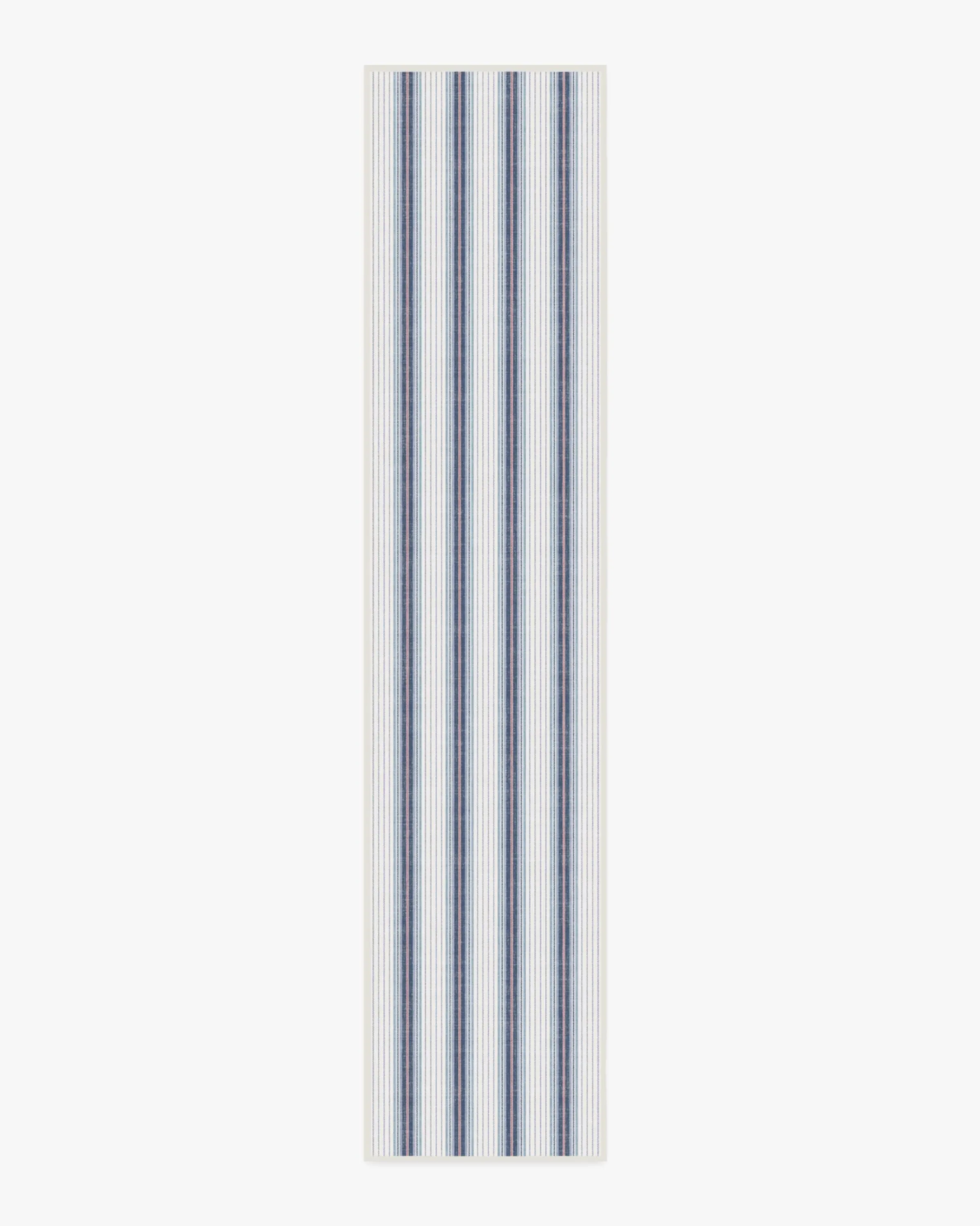 Runner Area Rug Machine Washable - Ivory, Indigo