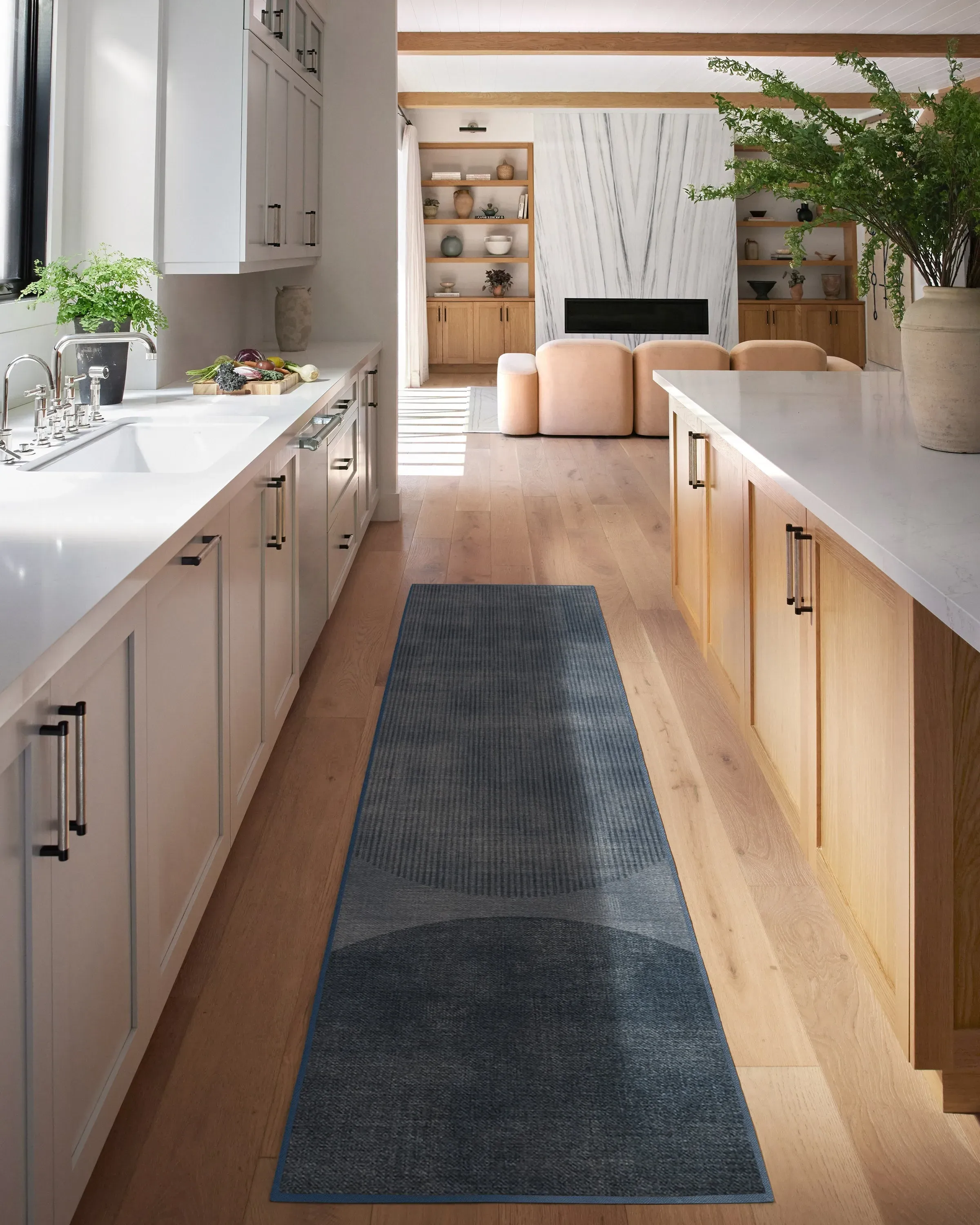 Runner Area Rug Machine Washable - Navy