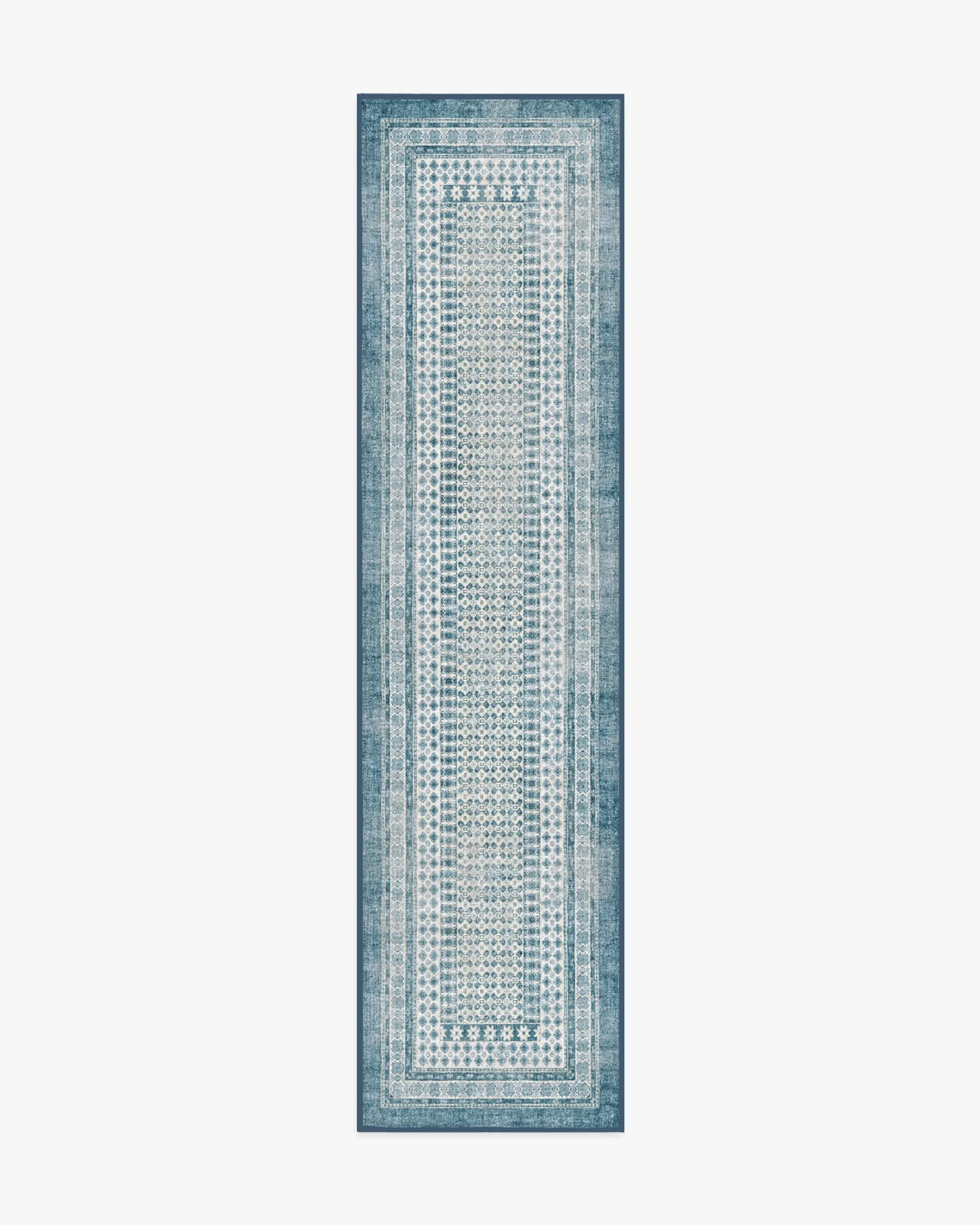 Runner Area Rug Machine Washable - Ocean, Ivory