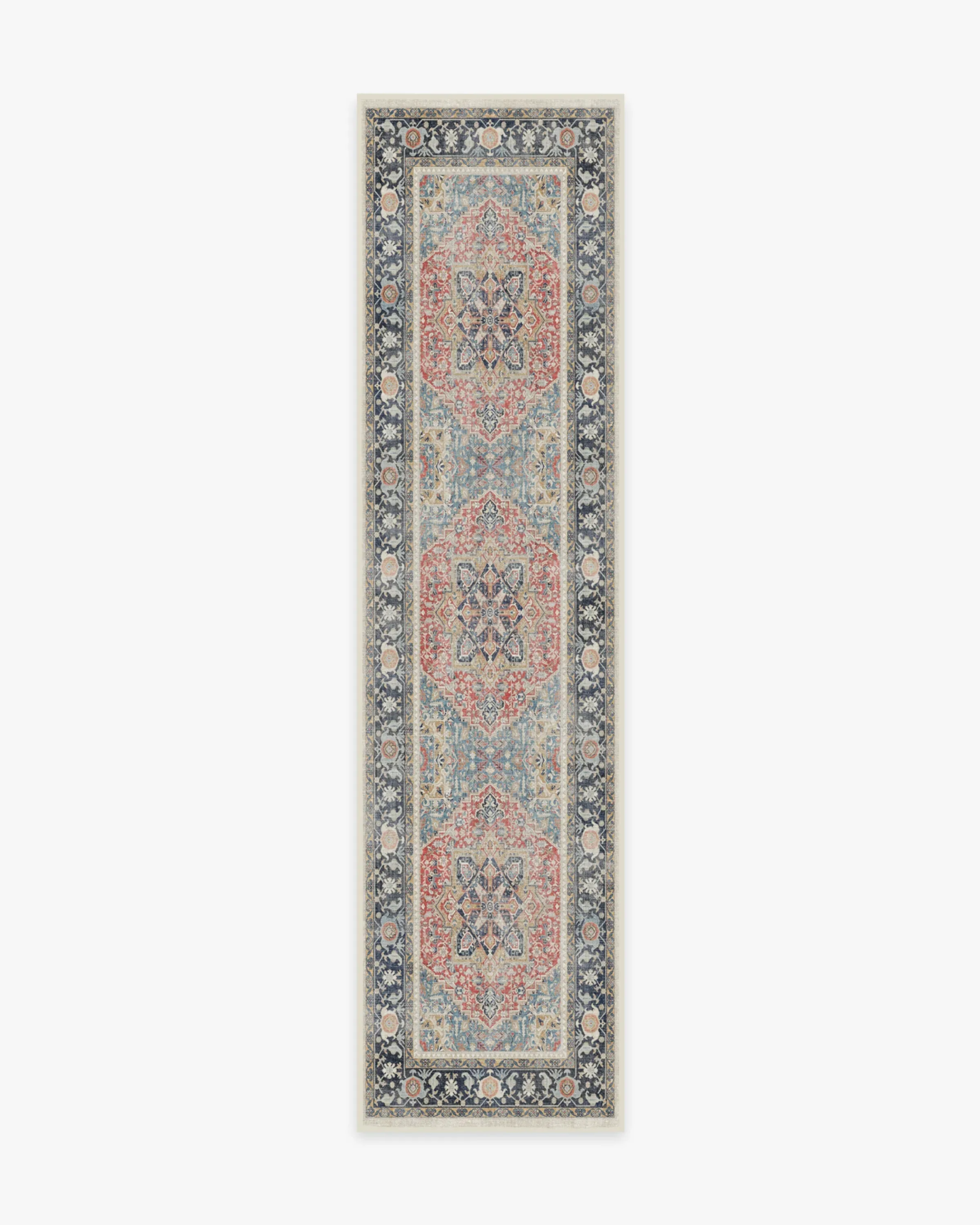 Runner Area Rug Machine Washable - Red, Flatwoven