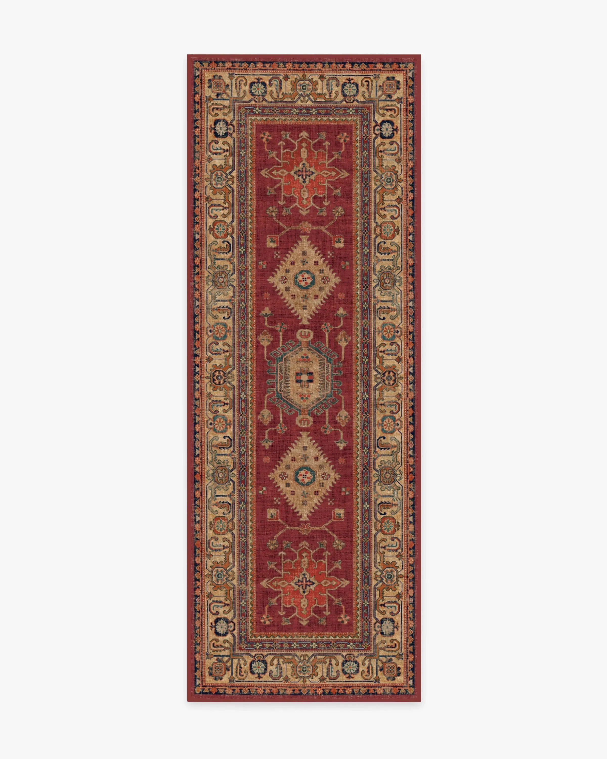 Runner Area Rug Machine Washable - Ruby Red