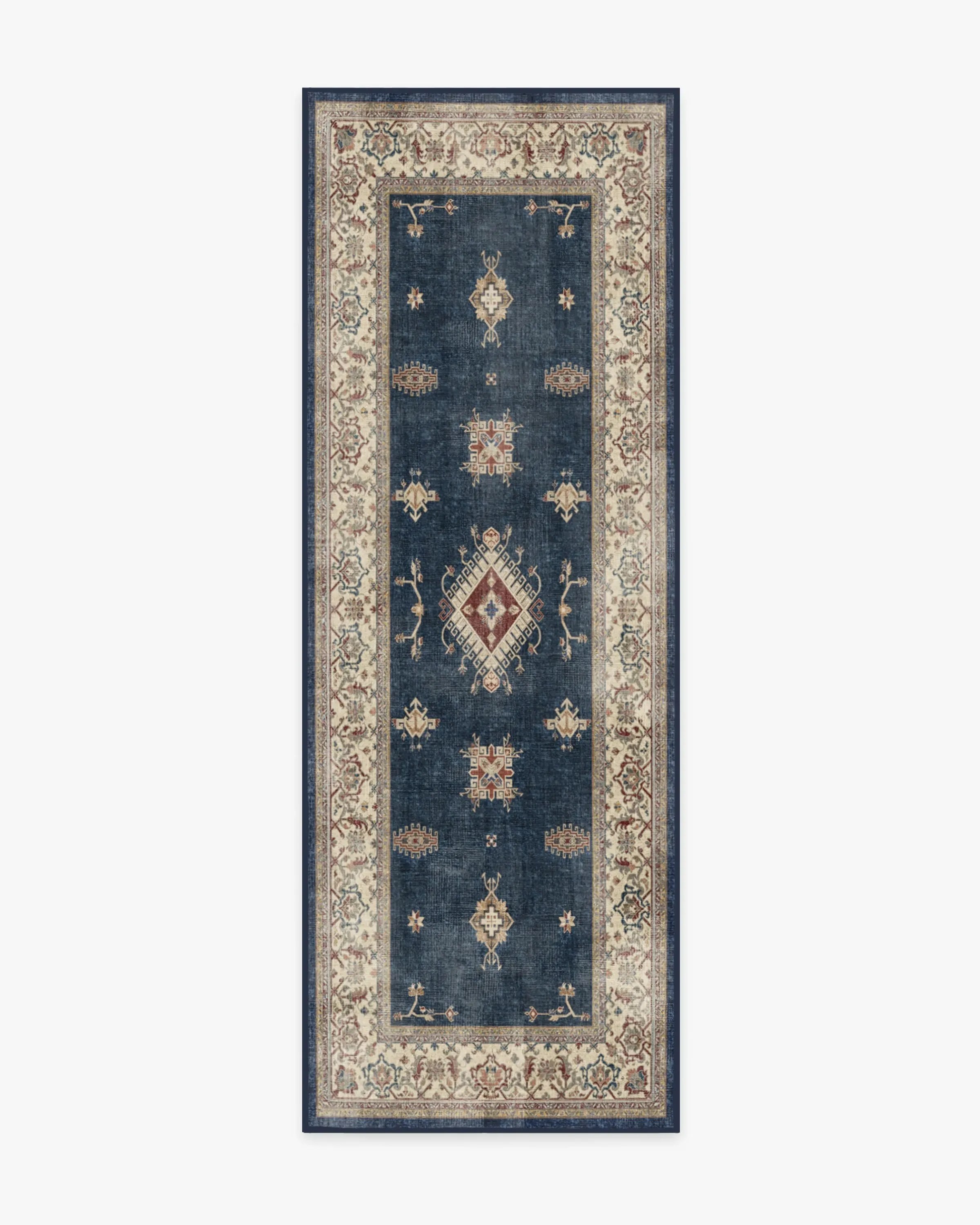 Runner Area Rug Machine Washable - Sapphire Blue
