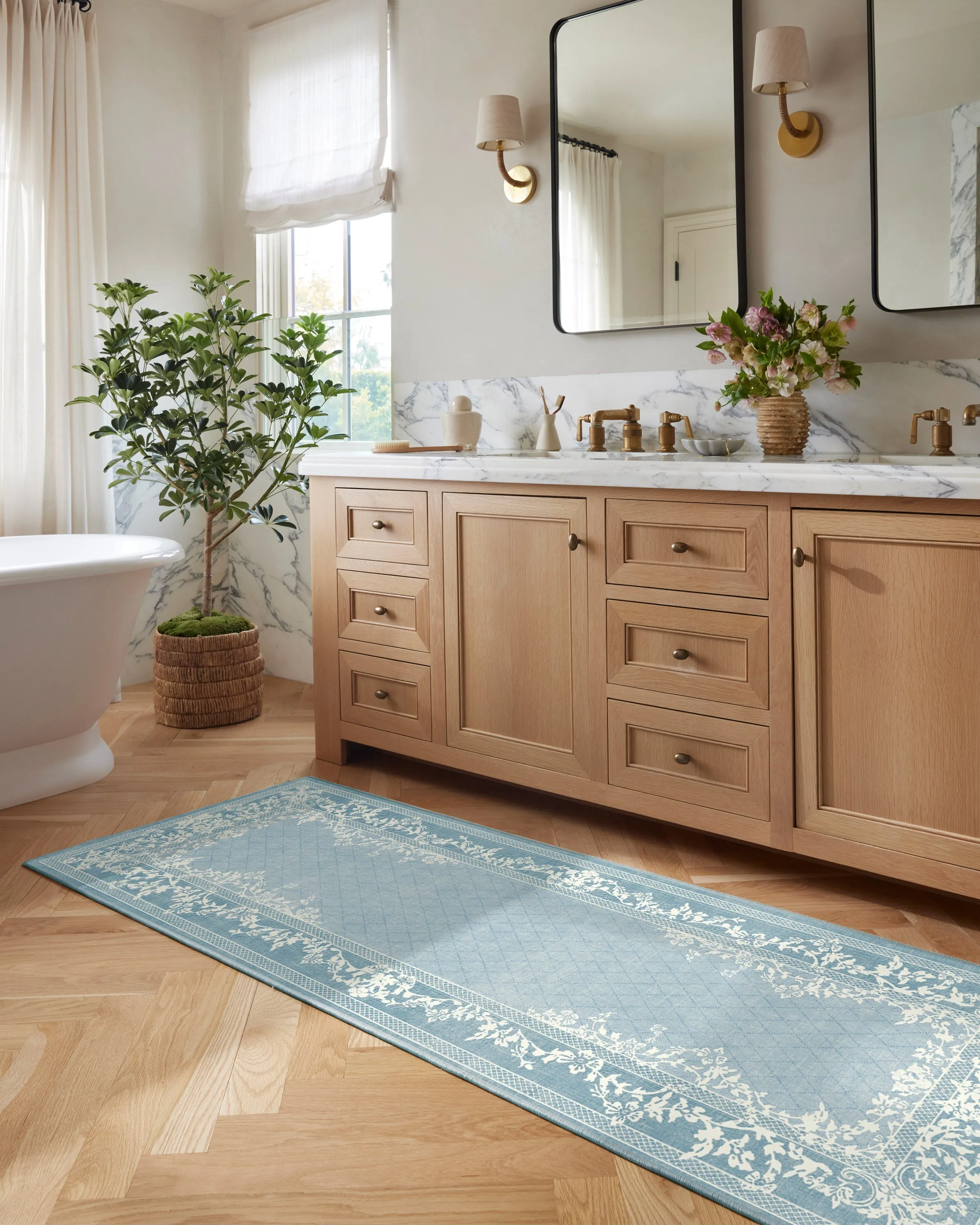 Runner Area Rug Machine Washable - Slate Blue