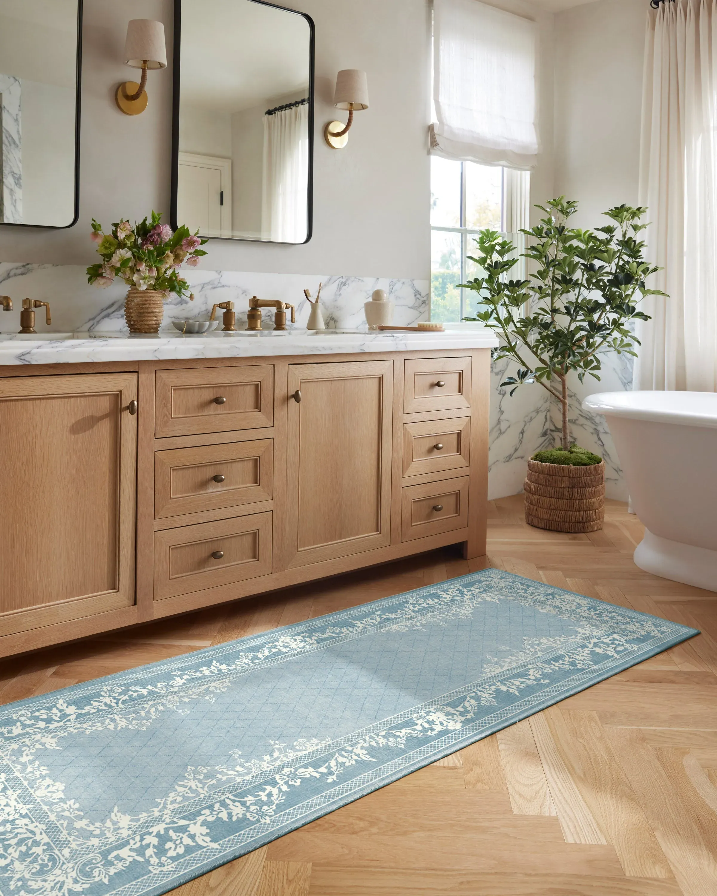 Runner Area Rug Machine Washable - Slate Blue