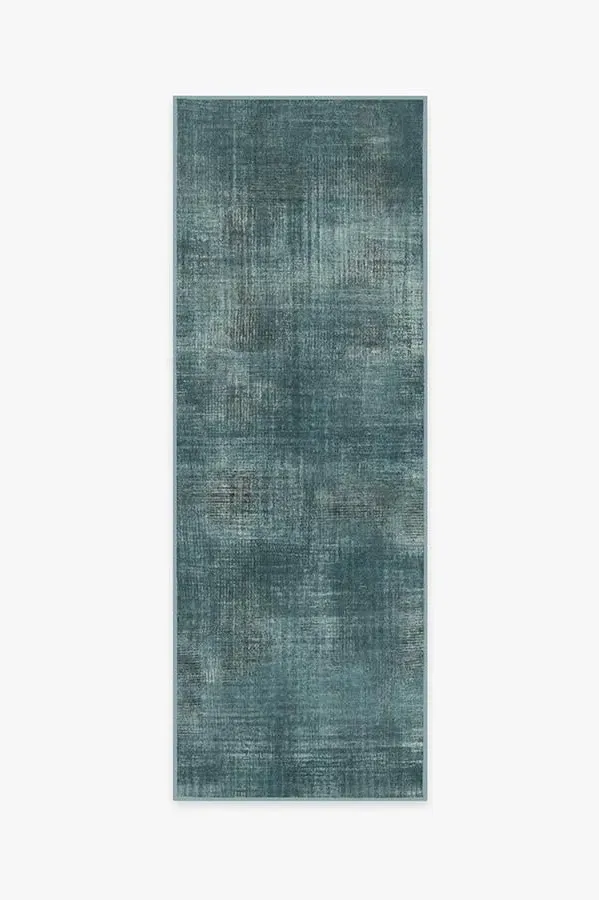 Runner Area Rug Machine Washable - Teal Blue
