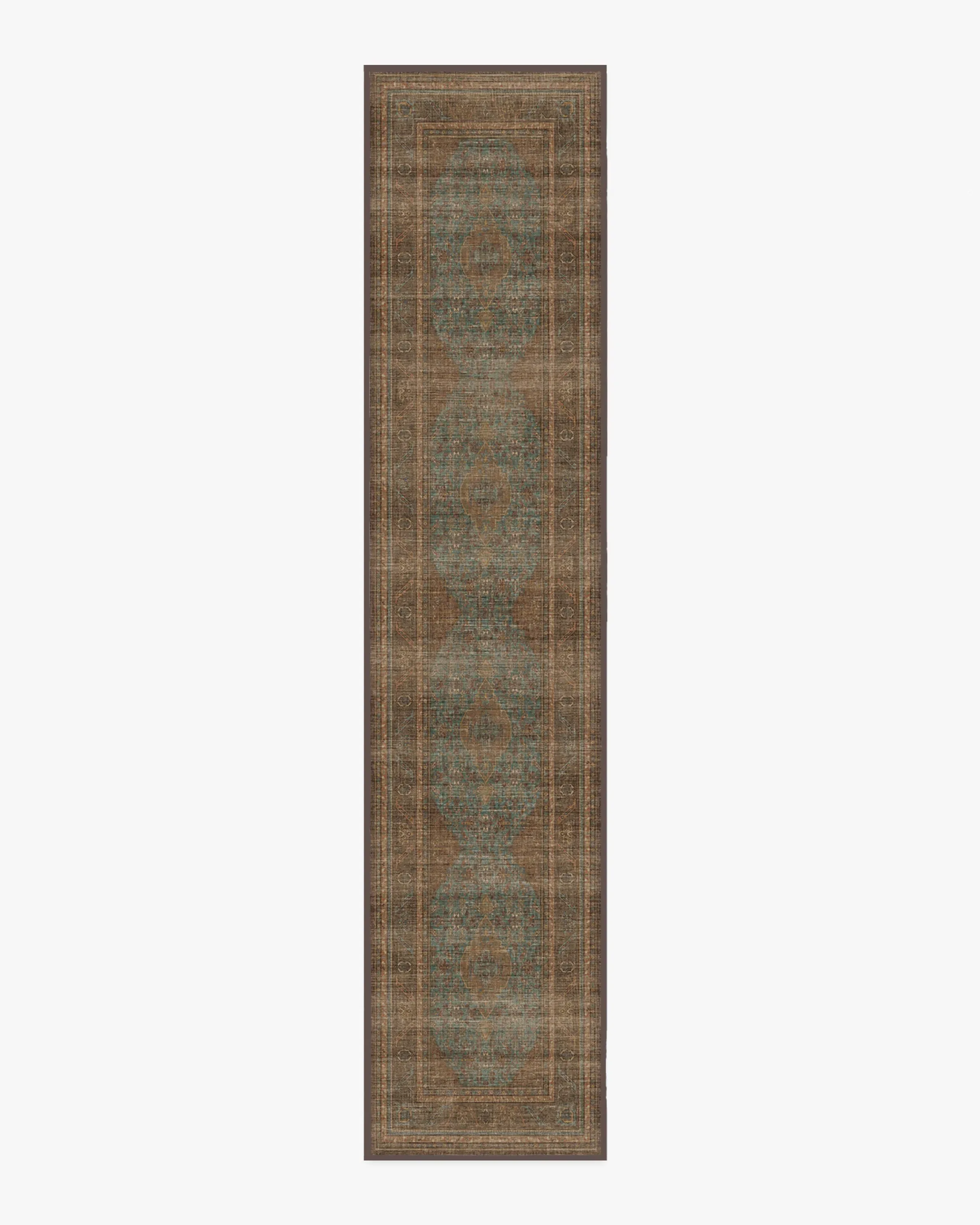 Runner Area Rug Machine Washable - Teal Blue