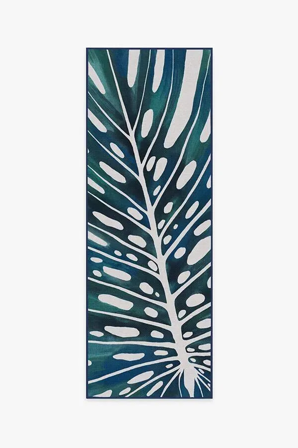 Runner Area Rug Machine Washable - Teal Blue