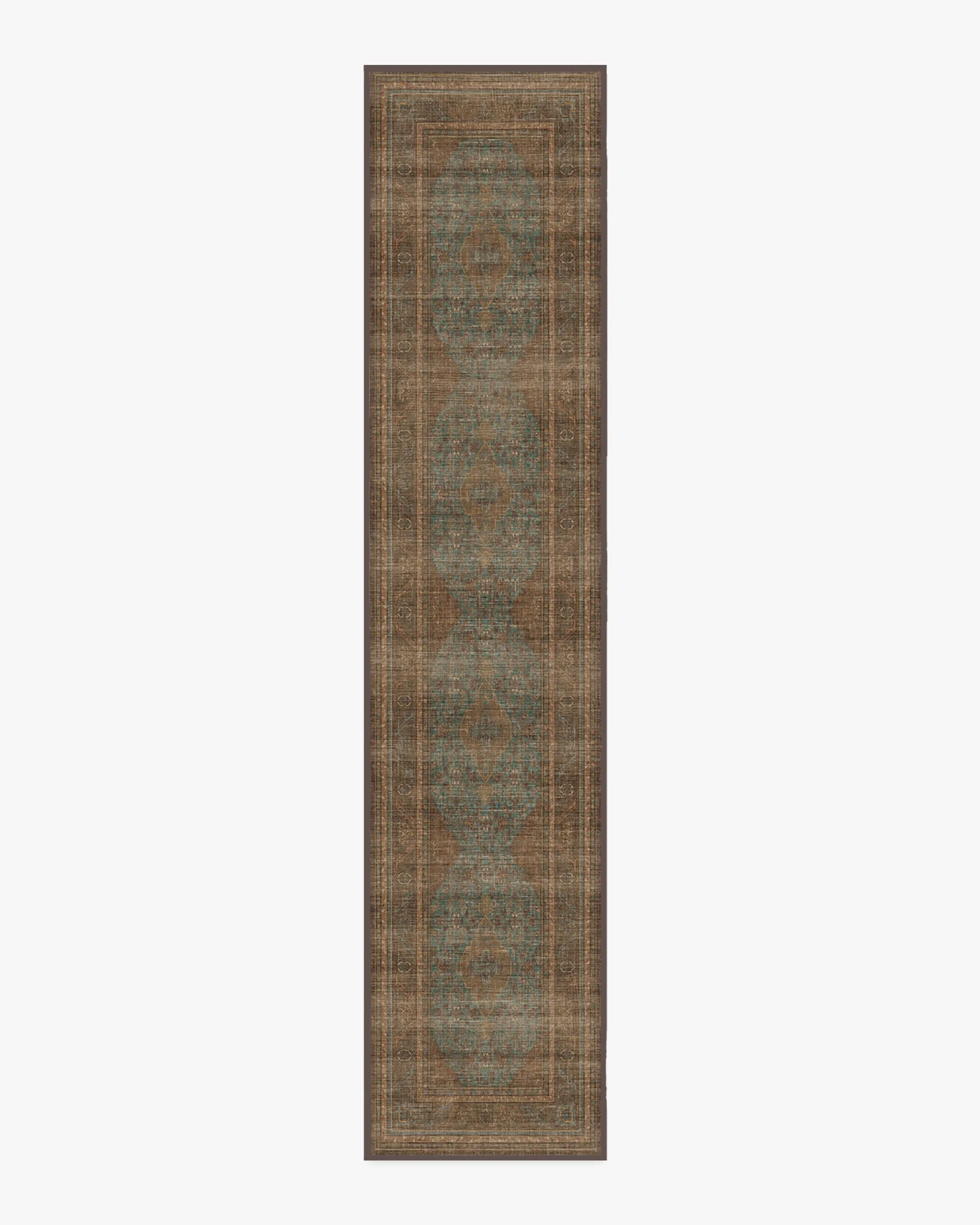 Runner Area Rug Machine Washable - Teal Blue