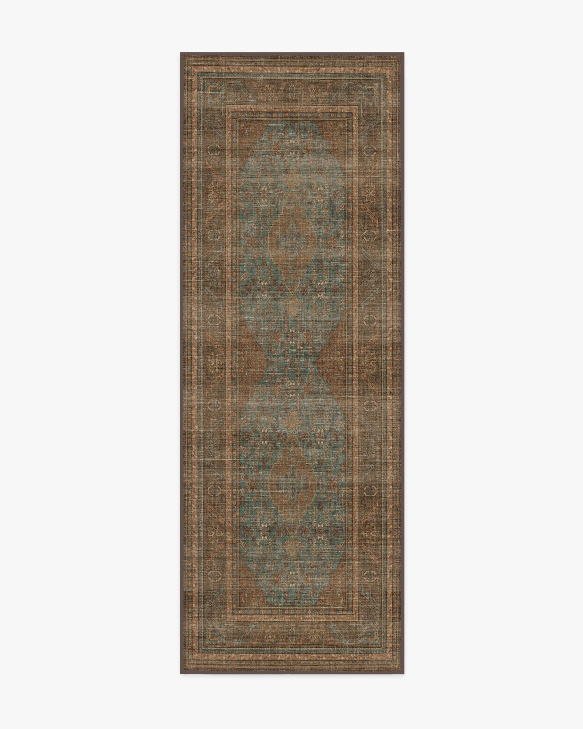 Runner Area Rug Machine Washable - Teal Blue