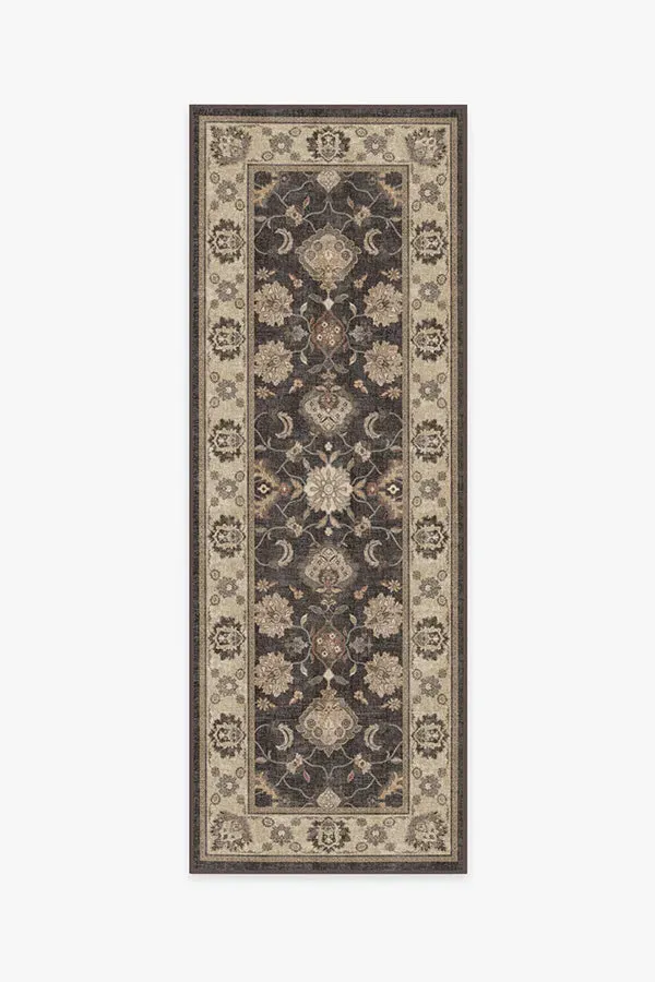 Runner Machine Washable Area Rug - Black, Chenille